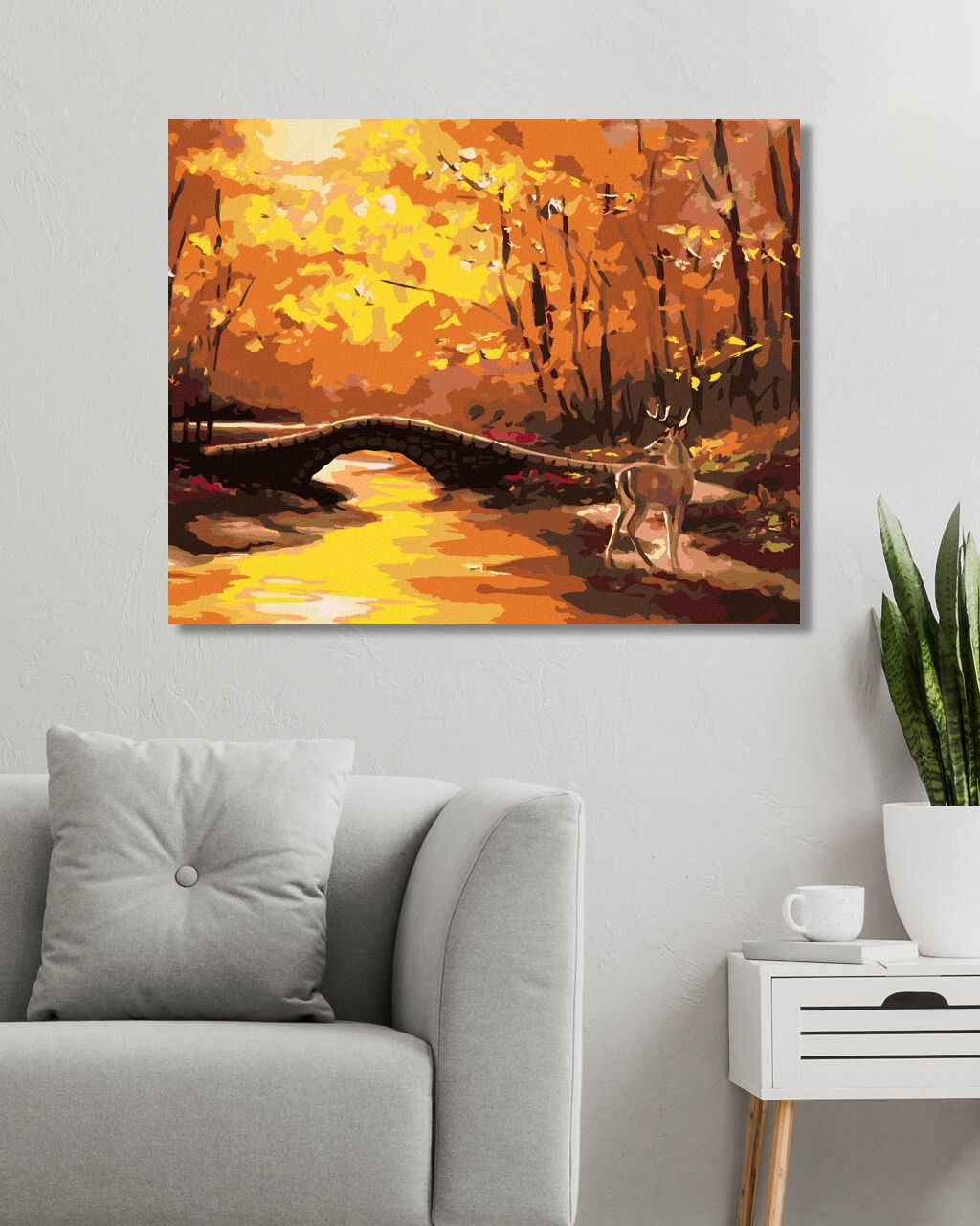 zuty Malování podle čísel - JELEN A KAMENNÝ MOST NA PODZIM (D. RUSTY RUST) - Rozměr: 40x50 cm, Rámování: Varianta: bez rámu a bez vypnutí plátna - obrázek 6