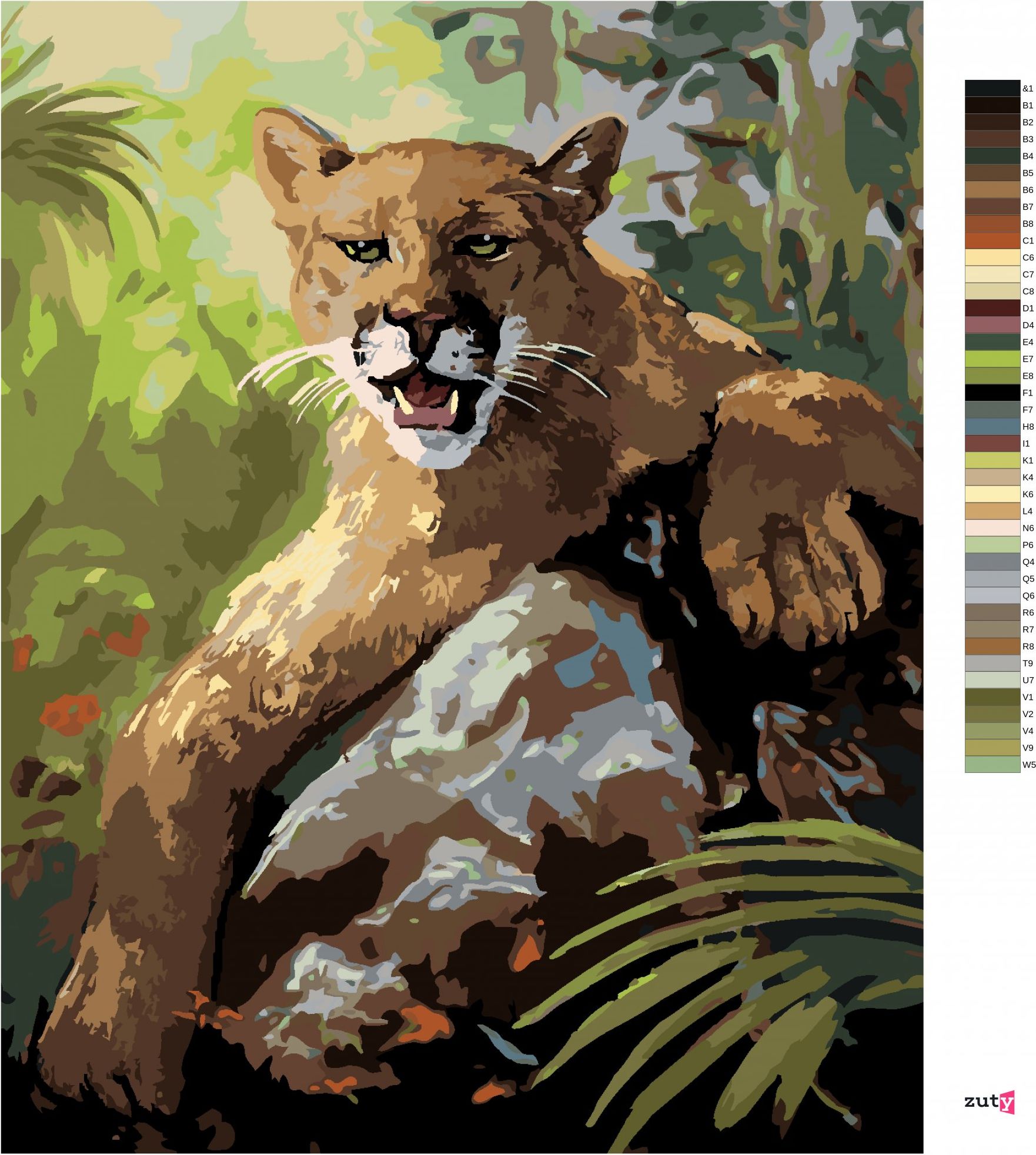 zuty Malování podle čísel - PUMA LEŽÍCÍ NA KAMENI (D. RUSTY RUST) - Rozměr: 40x50 cm, Rámování: Varianta: bez rámu a bez vypnutí plátna - obrázek 3