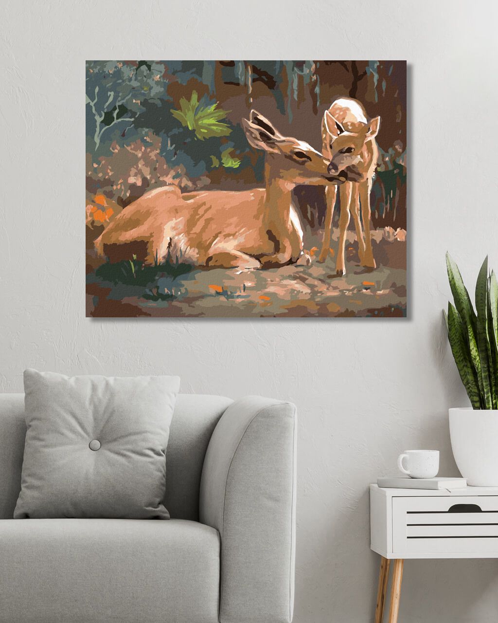 zuty Malování podle čísel - LEŽÍCÍ SRNA A KOLOUCH (D. RUSTY RUST) - Rozměr: 40x50 cm, Rámování: Varianta: vypnuté plátno na rám - obrázek 2