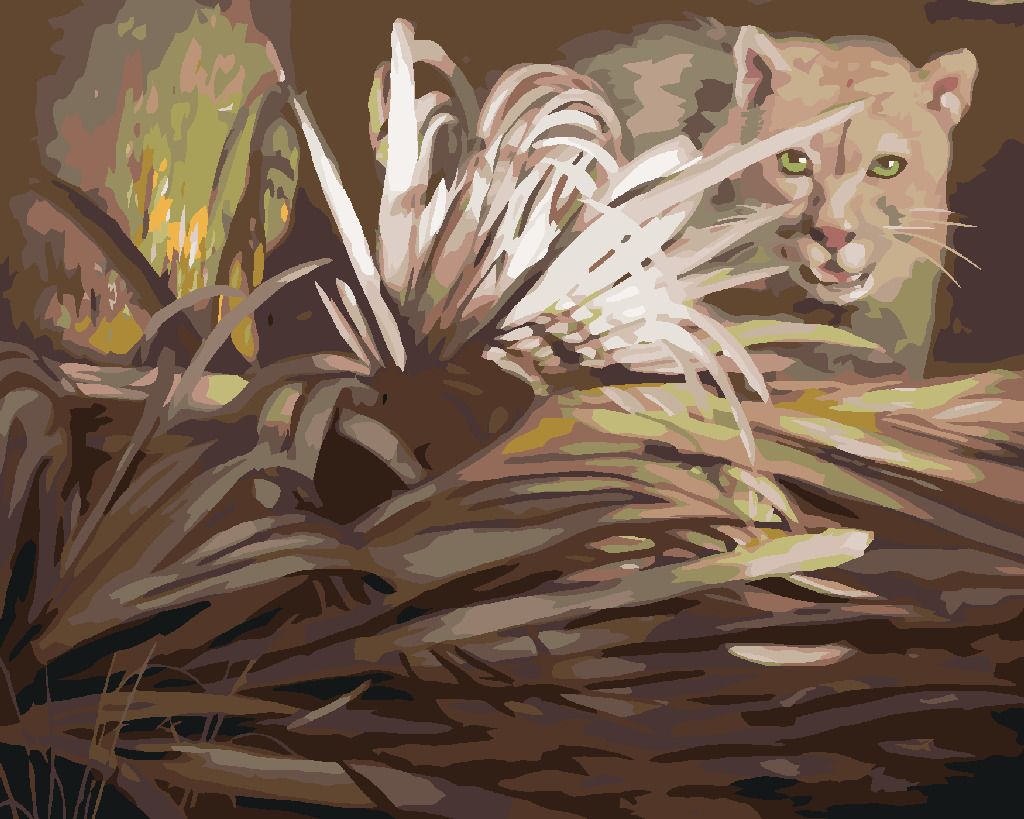zuty Malování podle čísel - PUMA A LISTY (D. RUSTY RUST) - Rozměr: 40x50 cm, Rámování: Varianta: vypnuté plátno na rám - obrázek 6