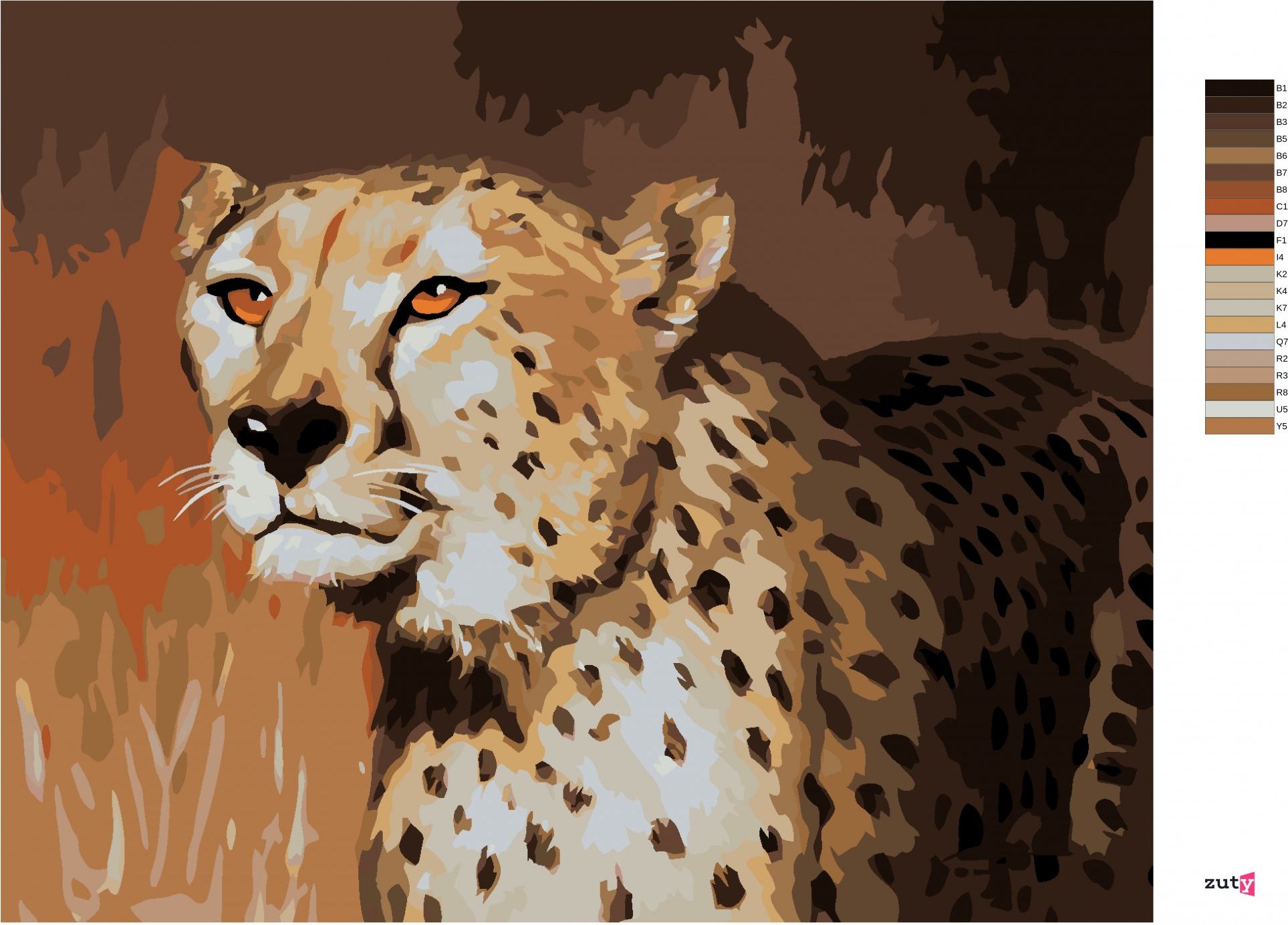 zuty Malování podle čísel - POHLED GEPARDA (D. RUSTY RUST) - Rozměr: 40x50 cm, Rámování: Varianta: bez rámu a bez vypnutí plátna - obrázek 9