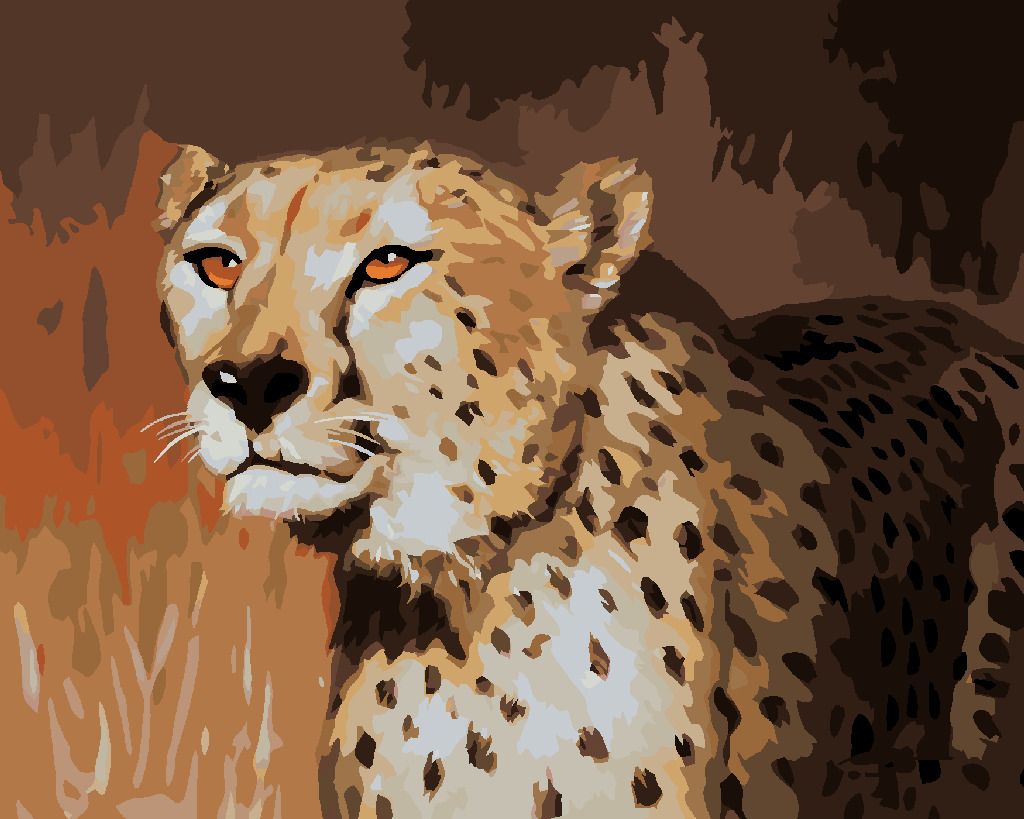 zuty Malování podle čísel - POHLED GEPARDA (D. RUSTY RUST) - Rozměr: 40x50 cm, Rámování: Varianta: vypnuté plátno na rám - obrázek 2
