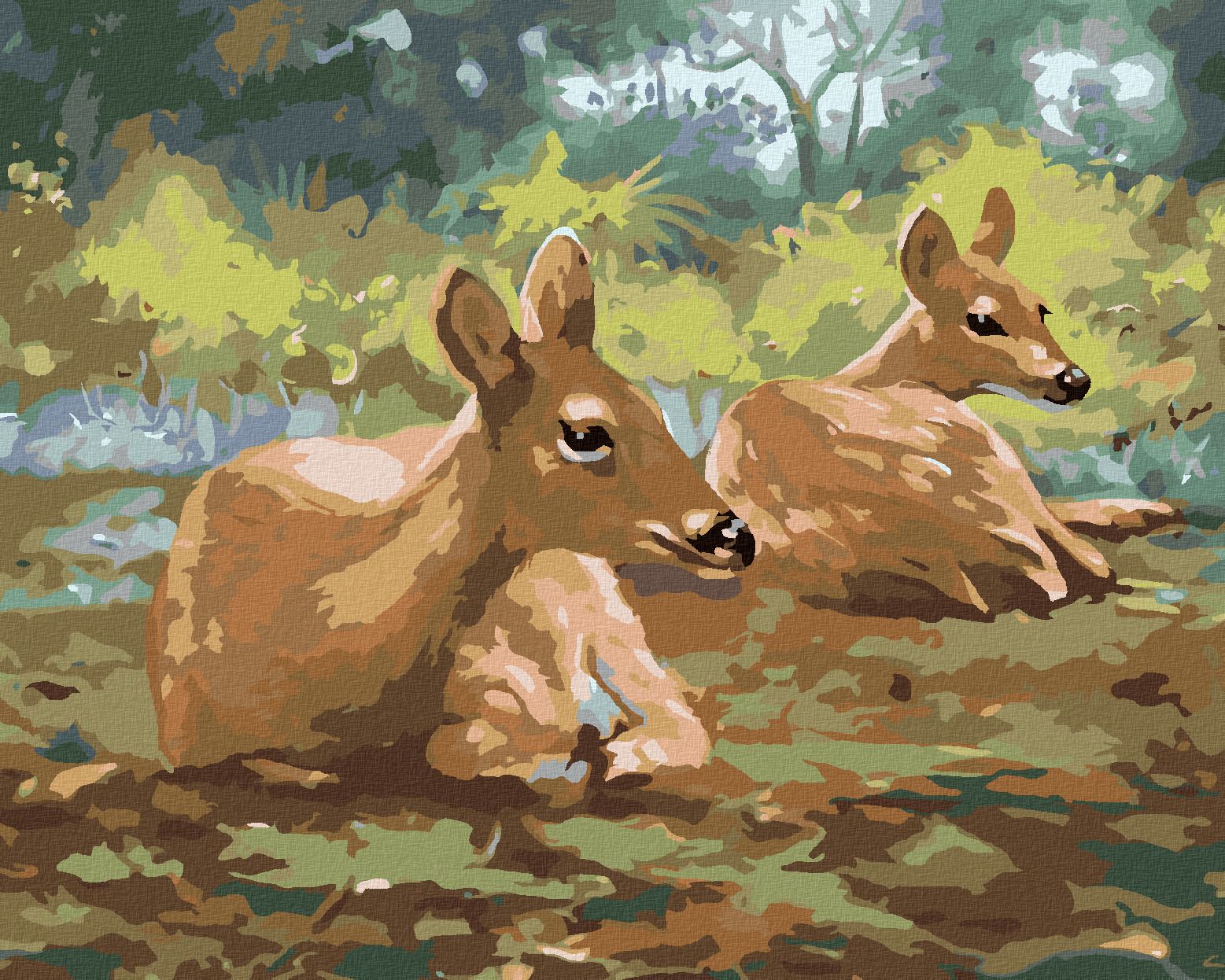 zuty Malování podle čísel - LEŽÍCÍ SRNY (D. RUSTY RUST) - Rozměr: 40x50 cm, Rámování: Varianta: vypnuté plátno na rám - obrázek 1