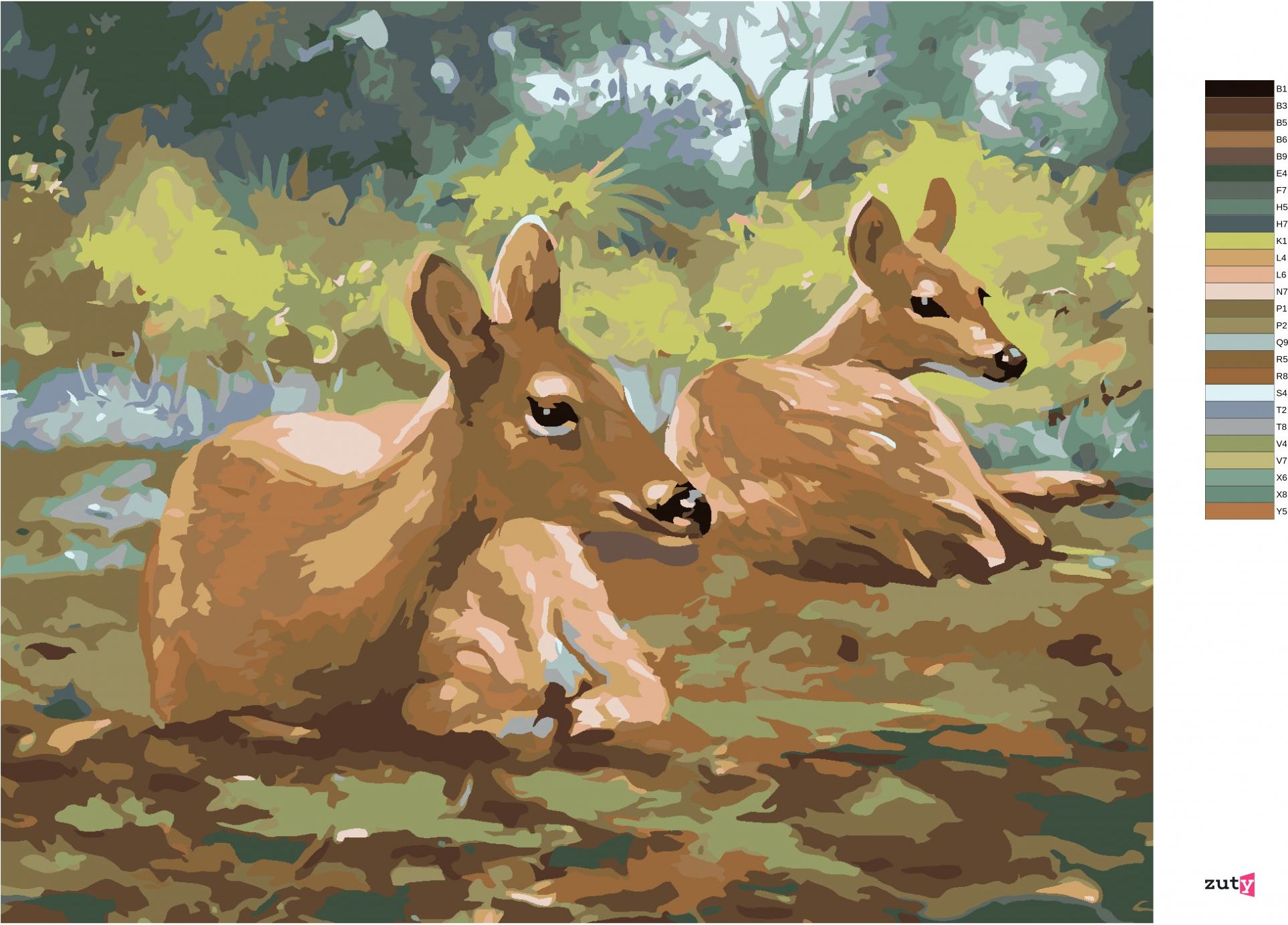 zuty Malování podle čísel - LEŽÍCÍ SRNY (D. RUSTY RUST) - Rozměr: 40x50 cm, Rámování: Varianta: vypnuté plátno na rám - obrázek 10
