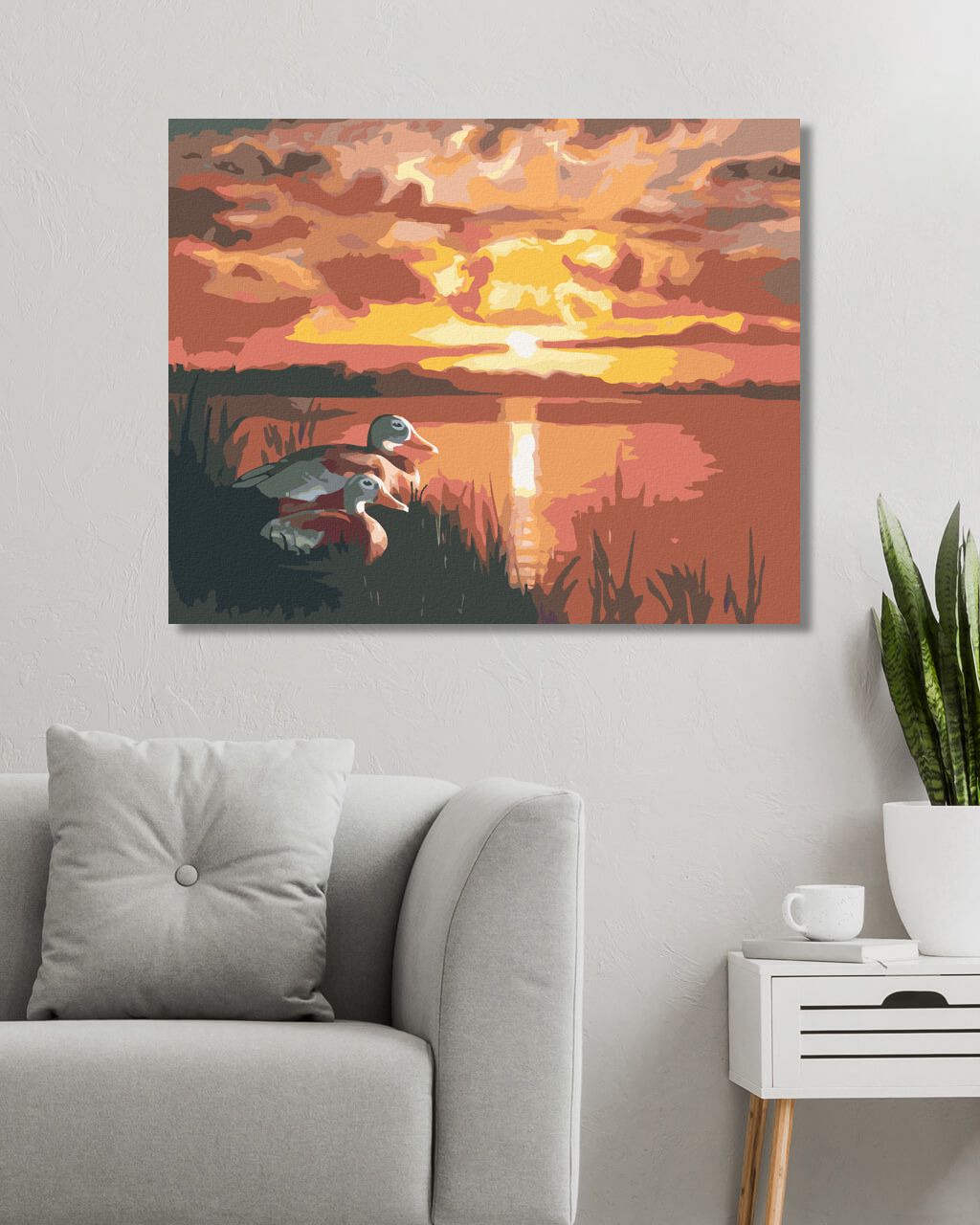 zuty Malování podle čísel - KACHNY A ZÁPAD SLUNCE (D. RUSTY RUST) - Rozměr: 40x50 cm, Rámování: Varianta: vypnuté plátno na rám - obrázek 6