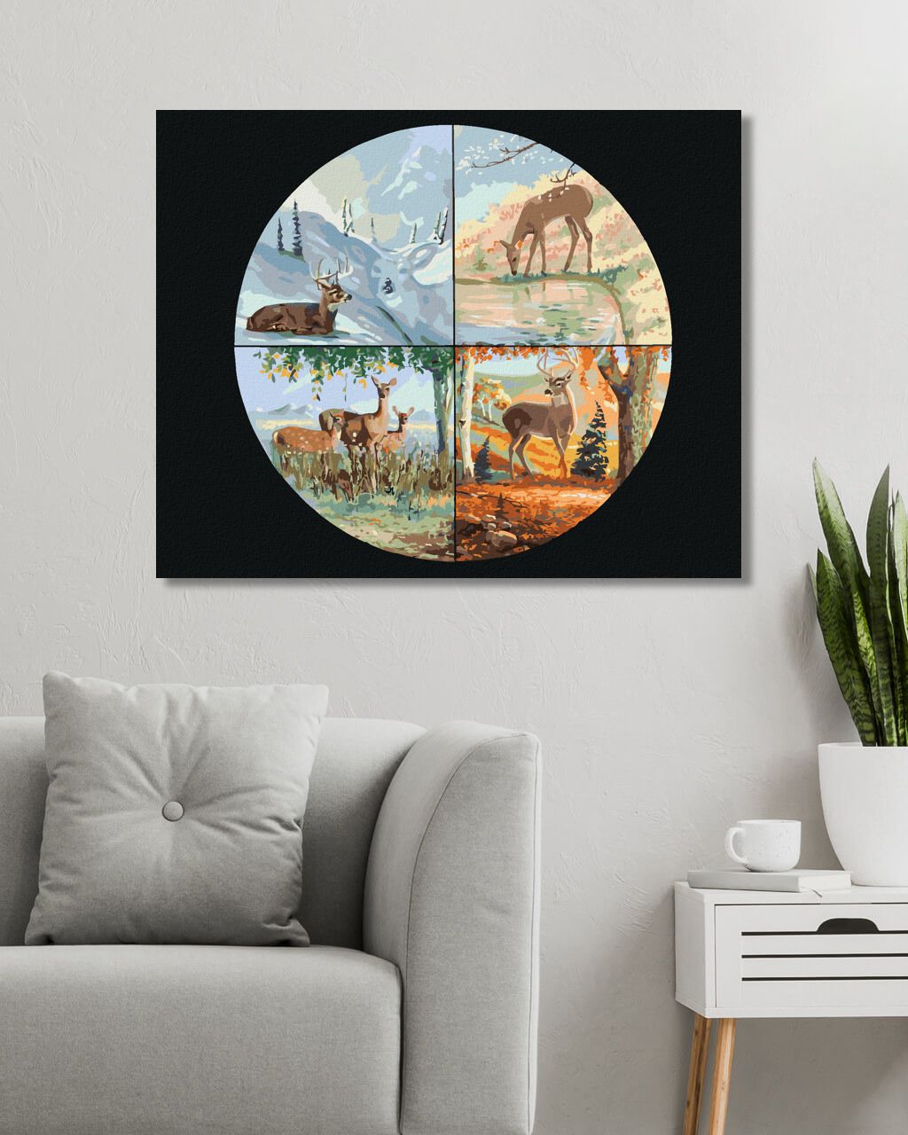 zuty Malování podle čísel - SRNA A ČTYŘI ROČNÍ OBDOBÍ (D. RUSTY RUST) - Rozměr: 40x50 cm, Rámování: Varianta: vypnuté plátno na rám - obrázek 7