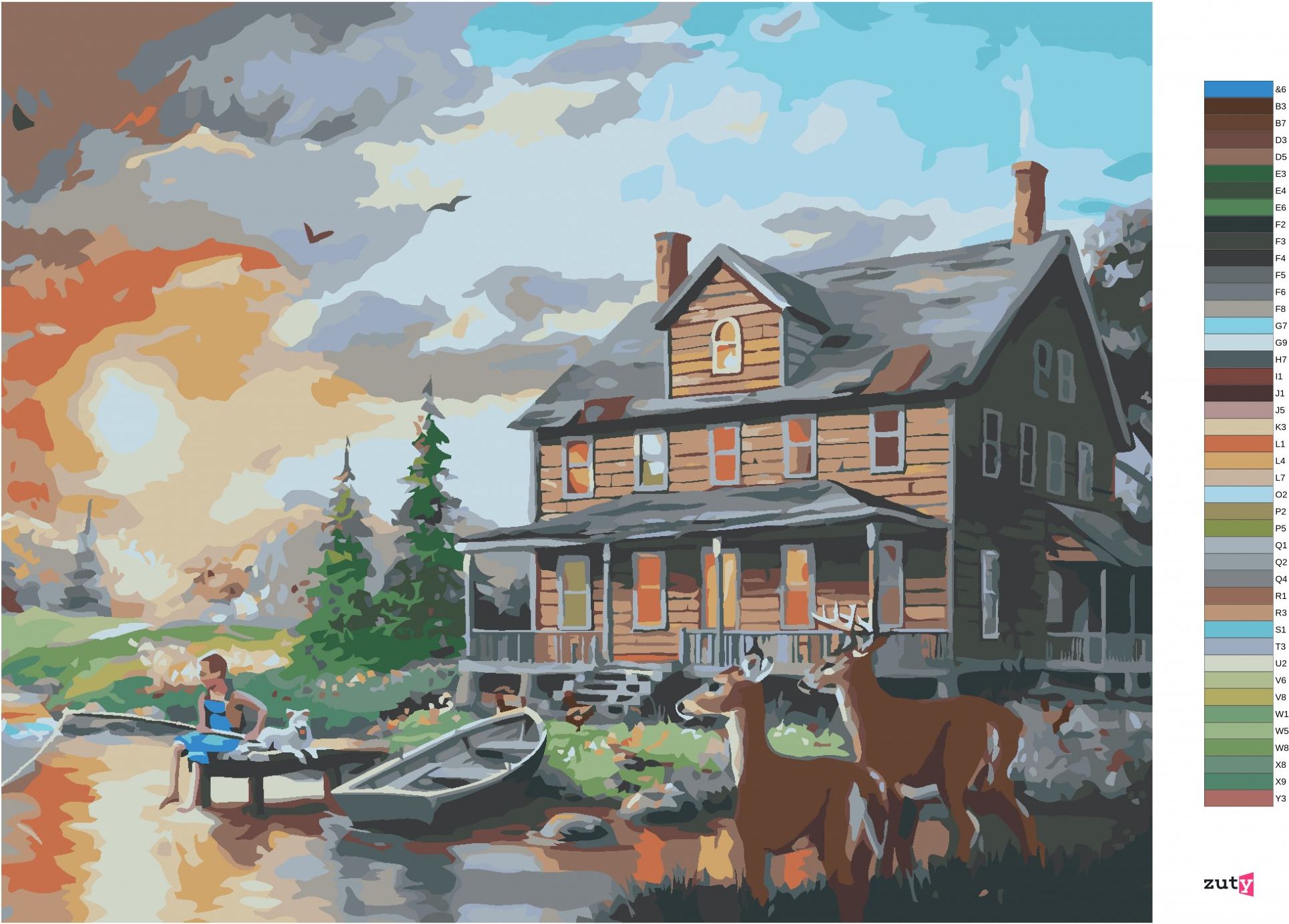 zuty Malování podle čísel - JELEN A LAŇ U JEZÍRKA PŘED DOMEM (D. RUSTY RUST) - Rozměr: 40x50 cm, Rámování: Varianta: vypnuté plátno na rám - obrázek 9