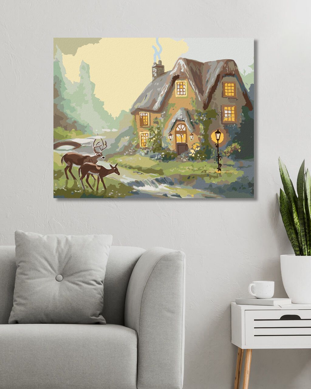 zuty Malování podle čísel - JELEN A LAŇ U LESNÍHO DOMU (D. RUSTY RUST) - Rozměr: 40x50 cm, Rámování: Varianta: vypnuté plátno na rám - obrázek 8