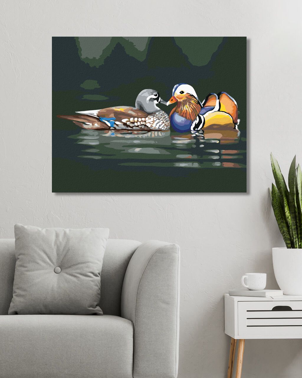 zuty Malování podle čísel - ZAMILOVANÉ KACHNY NA VODĚ (D. RUSTY RUST) - Rozměr: 40x50 cm, Rámování: Varianta: bez rámu a bez vypnutí plátna - obrázek 2