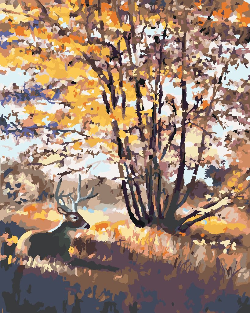 zuty Malování podle čísel - JELEN U STROMU (D. RUSTY RUST) - Rozměr: 40x50 cm, Rámování: Varianta: bez rámu a bez vypnutí plátna - obrázek 10