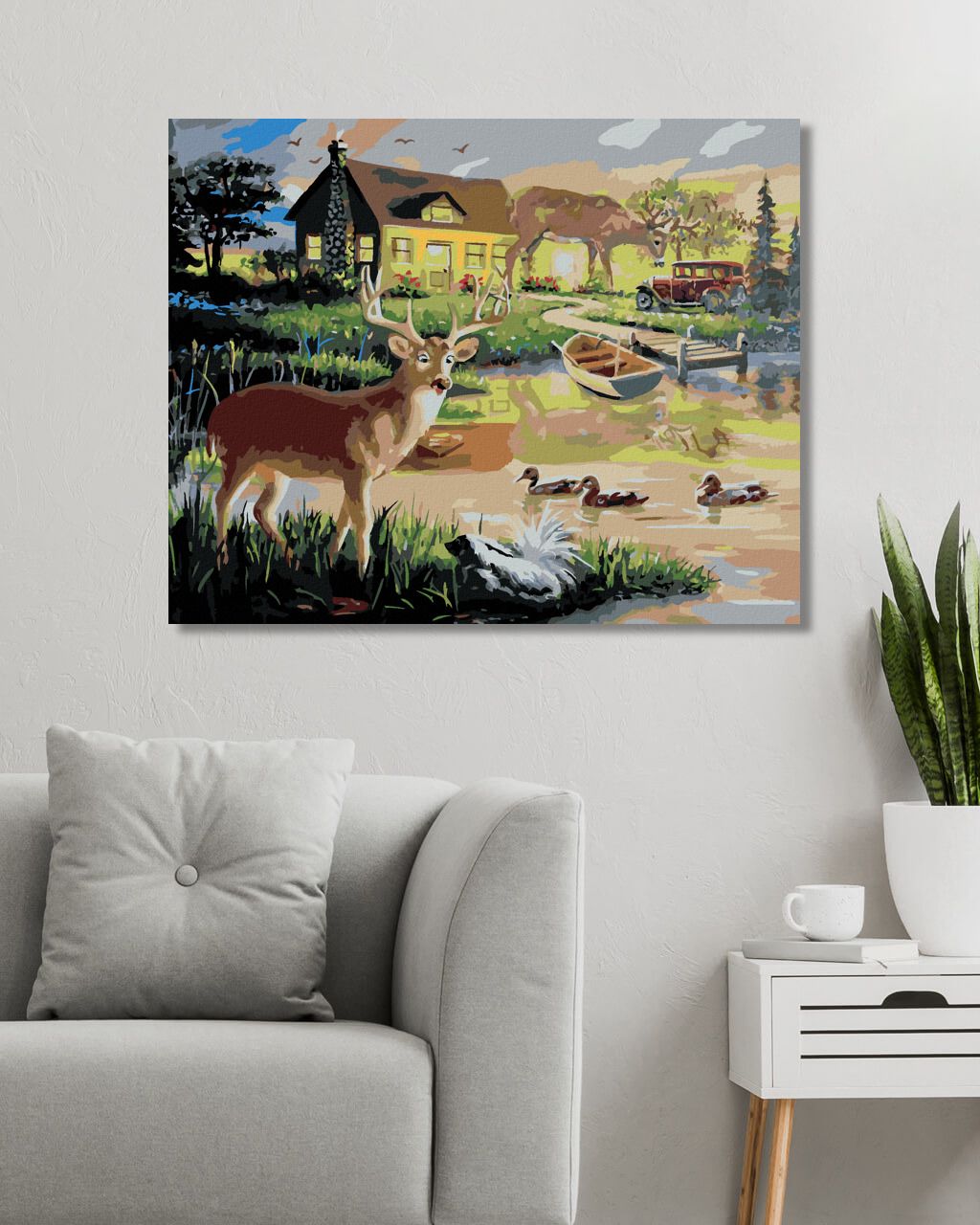 zuty Malování podle čísel - LAŇ A SRNA U JEZÍRKA (D. RUSTY RUST) - Rozměr: 40x50 cm, Rámování: Varianta: vypnuté plátno na rám - obrázek 10