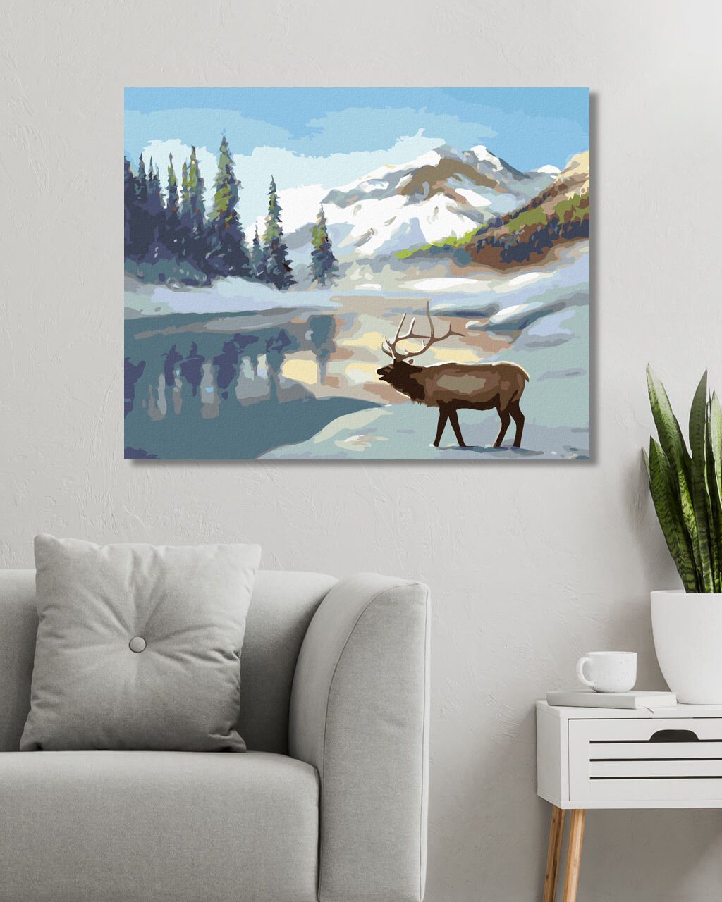 zuty Malování podle čísel - LOS U POTOKA (D. RUSTY RUST) - Rozměr: 40x50 cm, Rámování: Varianta: vypnuté plátno na rám - obrázek 9