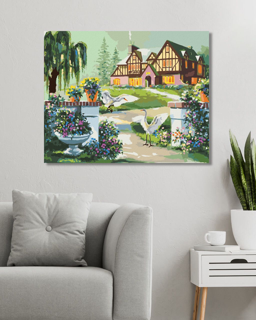 zuty Malování podle čísel - VOLAVKY U RŮŽOVÉHO DOMU ZA ÚSVITU (D. RUSTY RUST) - Rozměr: 40x50 cm, Rámování: Varianta: vypnuté plátno na rám - obrázek 9