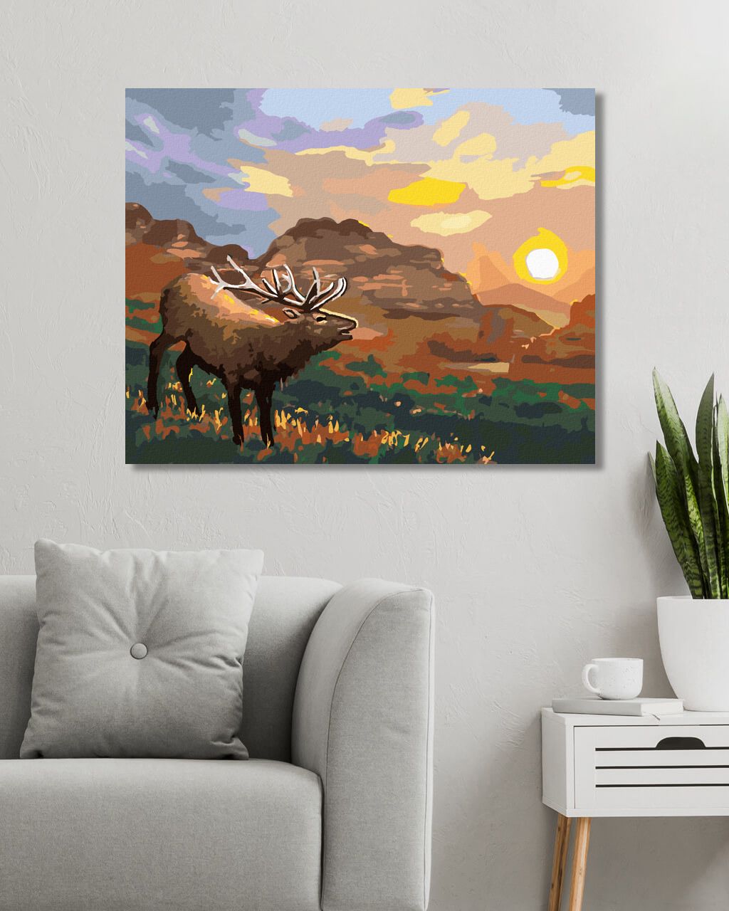 zuty Malování podle čísel - LOS PŘI ZÁPADU SLUNCE (D. RUSTY RUST) - Rozměr: 40x50 cm, Rámování: Varianta: vypnuté plátno na rám - obrázek 7