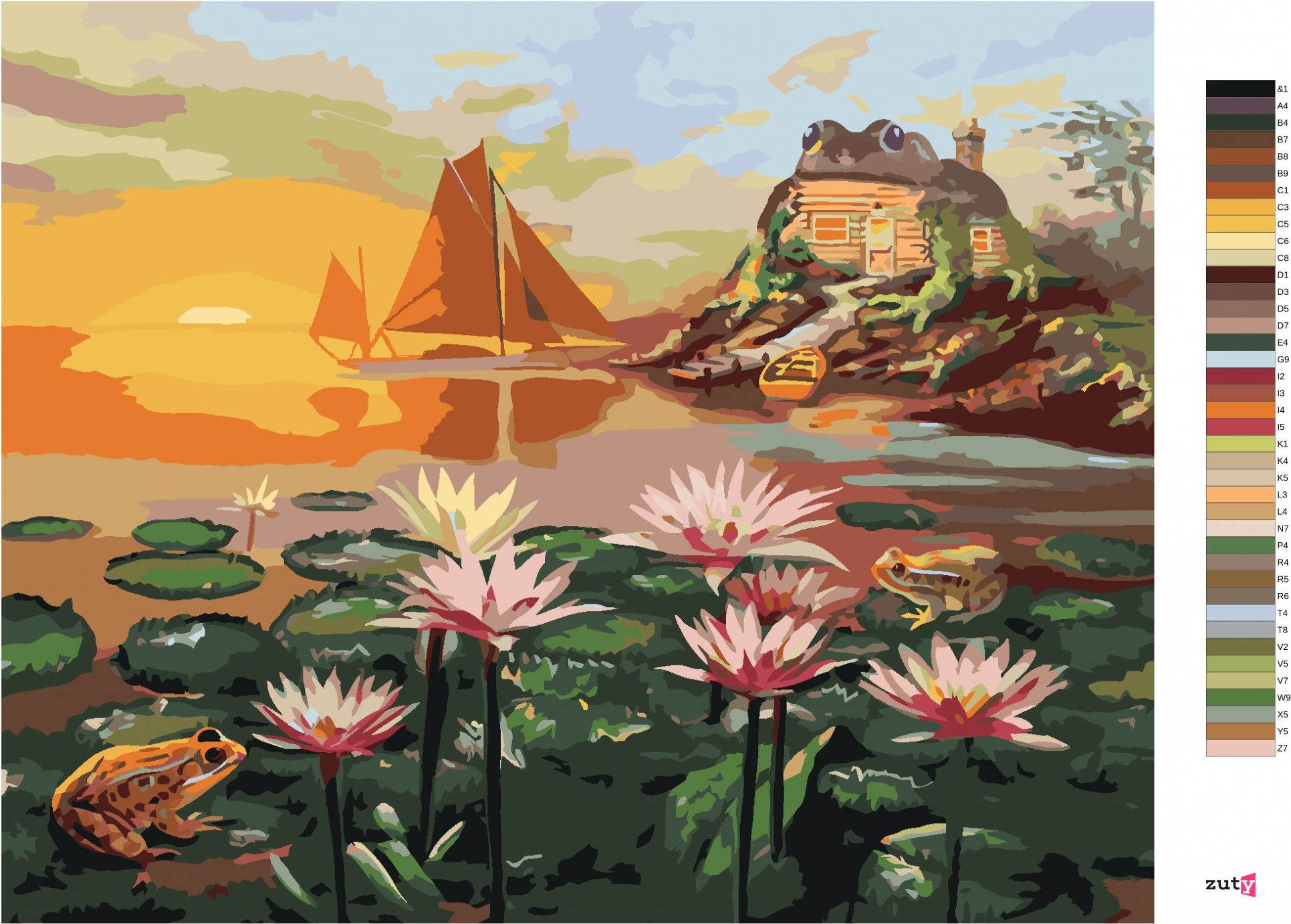 zuty Malování podle čísel - ŽABÍ DŮM (D. RUSTY RUST) - Rozměr: 40x50 cm, Rámování: Varianta: vypnuté plátno na rám - obrázek 6