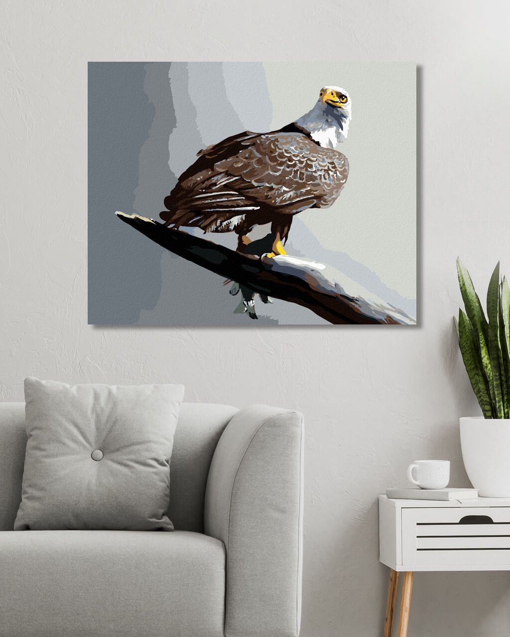 zuty Malování podle čísel - OREL NA ŠEDÉM POZADÍ (D. RUSTY RUST) - Rozměr: 40x50 cm, Rámování: Varianta: bez rámu a bez vypnutí plátna - obrázek 4