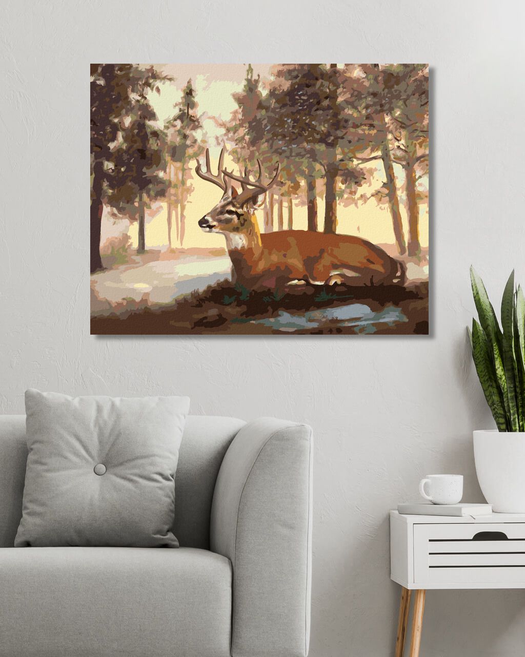 zuty Malování podle čísel - LEŽÍCÍ JELEN A ZIMNÍ KRAJINA (D. RUSTY RUST) - Rozměr: 40x50 cm, Rámování: Varianta: vypnuté plátno na rám - obrázek 9