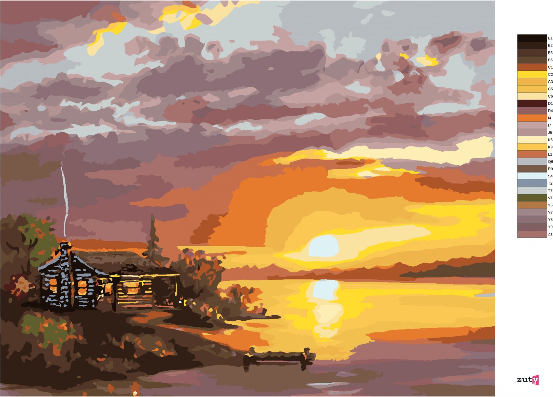 zuty Malování podle čísel - CHATA ZA SOUMRAKU (D. RUSTY RUST) - Rozměr: 40x50 cm, Rámování: Varianta: vypnuté plátno na rám - obrázek 6