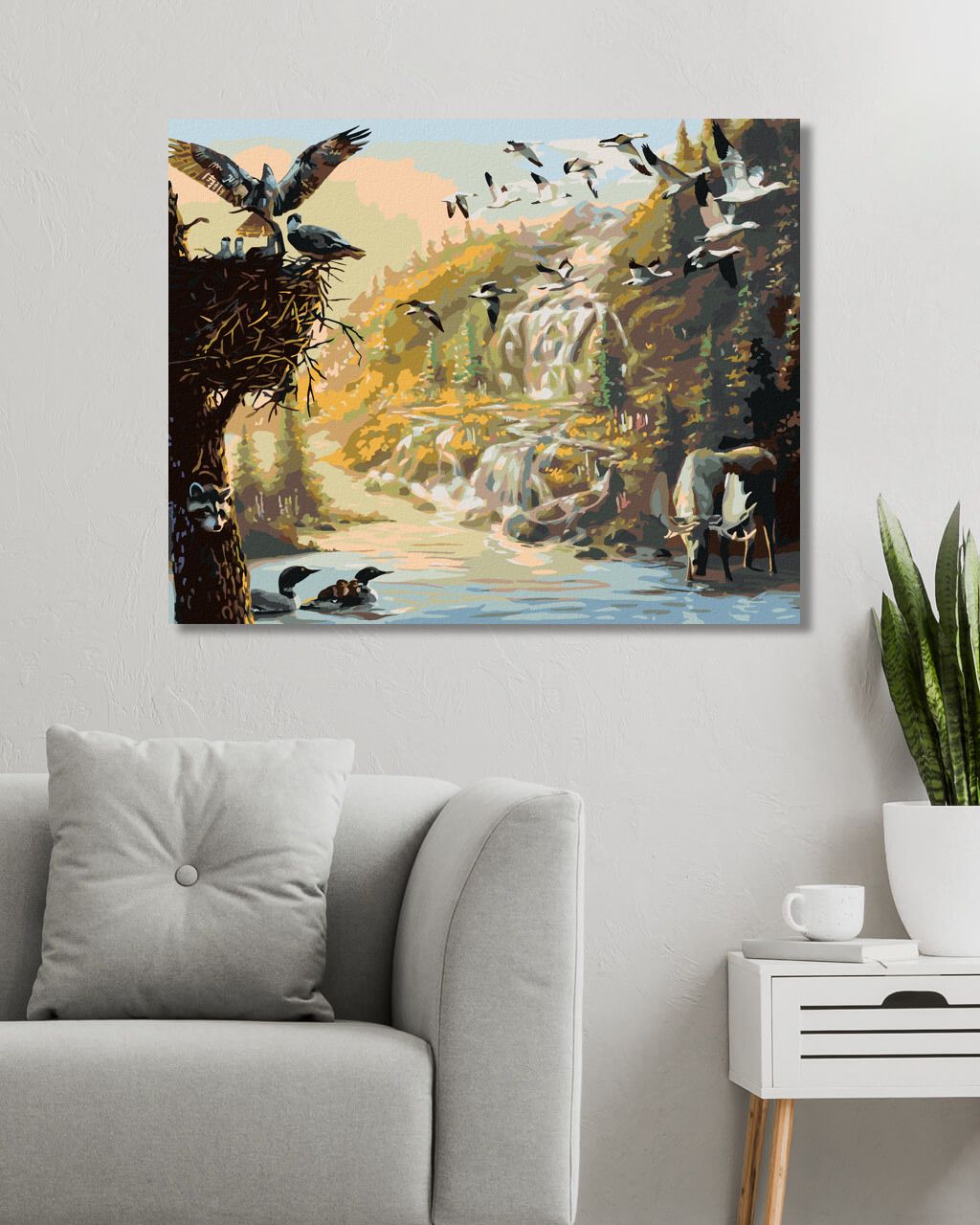 zuty Malování podle čísel - LOS, PTÁCI A KACHNY U NAPAJEDLA (D. RUSTY RUST) - Rozměr: 40x50 cm, Rámování: Varianta: vypnuté plátno na rám - obrázek 3
