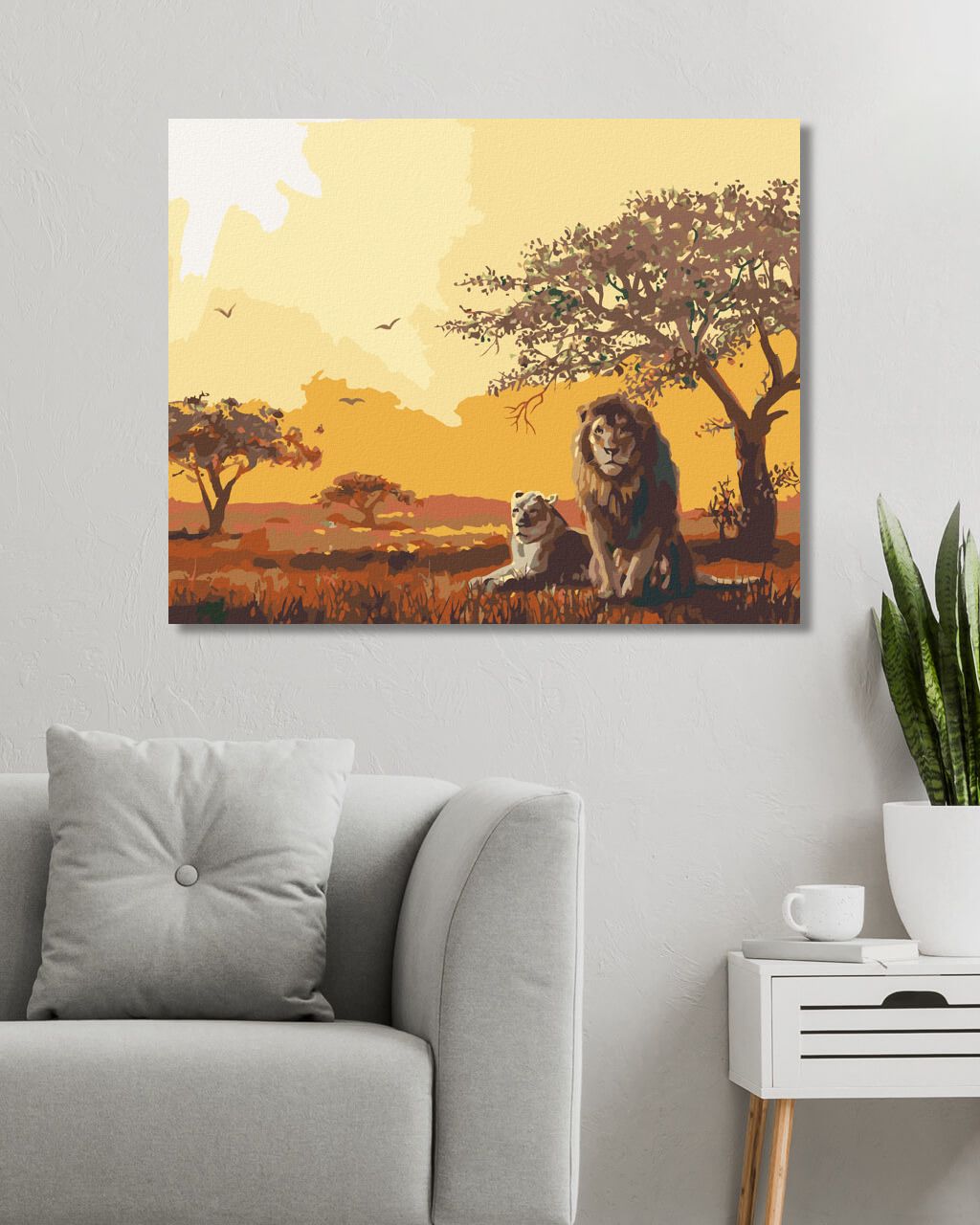 zuty Malování podle čísel - LEV A LVICE PO SOUMRAKU (D. RUSTY RUST) - Rozměr: 40x50 cm, Rámování: Varianta: vypnuté plátno na rám - obrázek 5