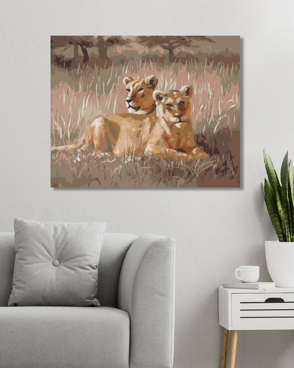 zuty Malování podle čísel - ODPOČÍVAJÍCÍ LEV (D. RUSTY RUST) - Rozměr: 40x50 cm, Rámování: Varianta: vypnuté plátno na rám - obrázek 2