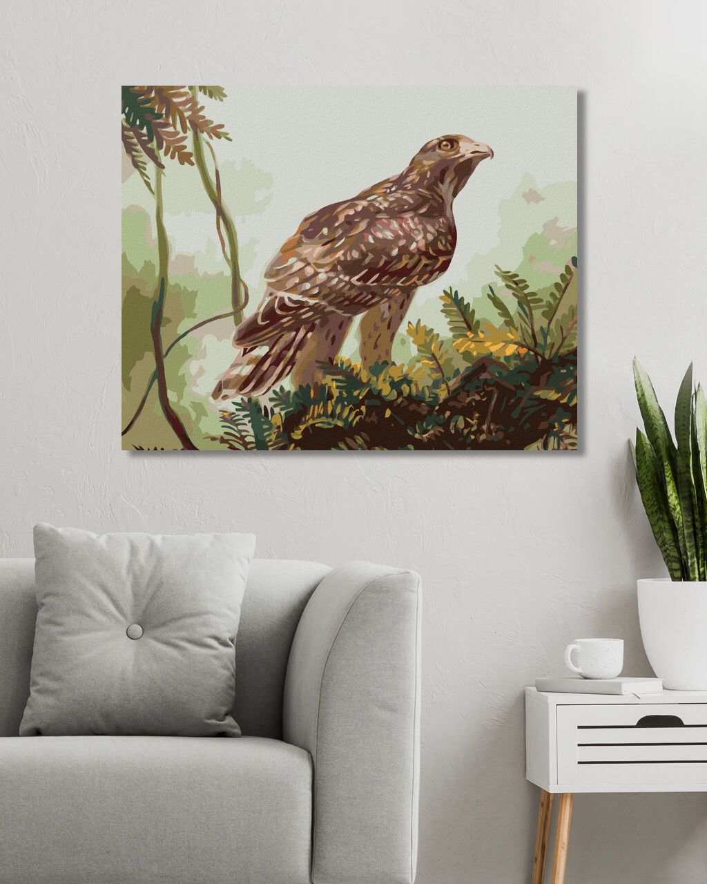 zuty Malování podle čísel - JESTŘÁB NA VĚTVI (D. RUSTY RUST) - Rozměr: 40x50 cm, Rámování: Varianta: vypnuté plátno na rám - obrázek 4
