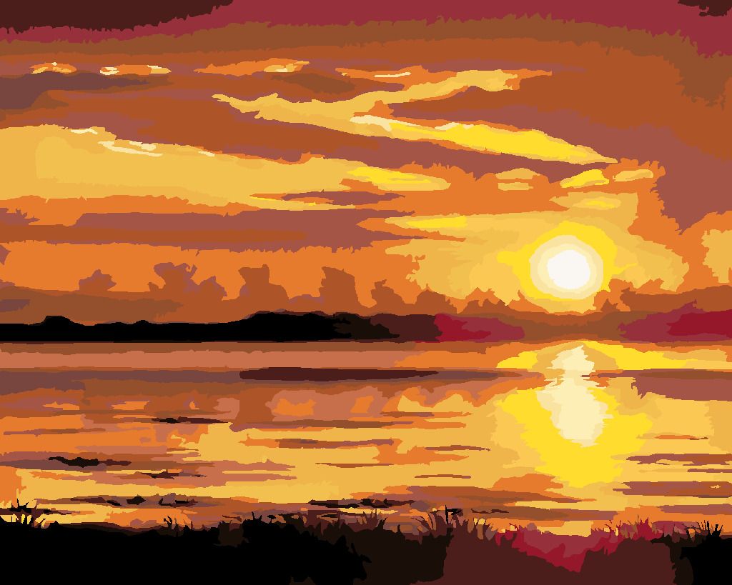 zuty Malování podle čísel - ZÁPAD SLUNCE NAD ŘEKOU (D. RUSTY RUST) - Rozměr: 40x50 cm, Rámování: Varianta: bez rámu a bez vypnutí plátna - obrázek 8