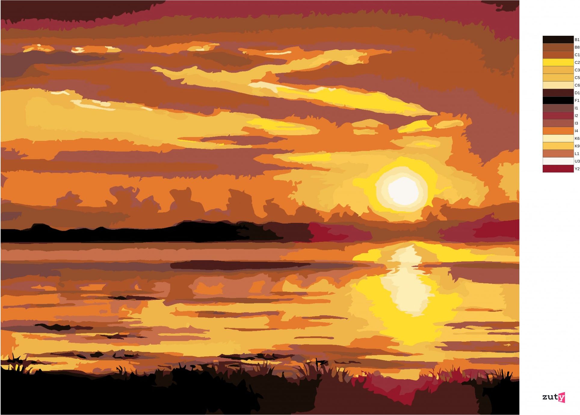 zuty Malování podle čísel - ZÁPAD SLUNCE NAD ŘEKOU (D. RUSTY RUST) - Rozměr: 40x50 cm, Rámování: Varianta: vypnuté plátno na rám - obrázek 7