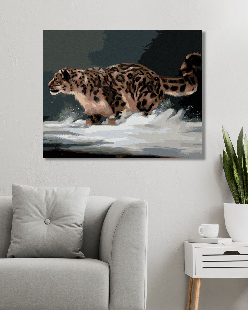 zuty Malování podle čísel - LEOPARD NA SNĚHU (D. RUSTY RUST) - Rozměr: 40x50 cm, Rámování: Varianta: vypnuté plátno na rám - obrázek 2