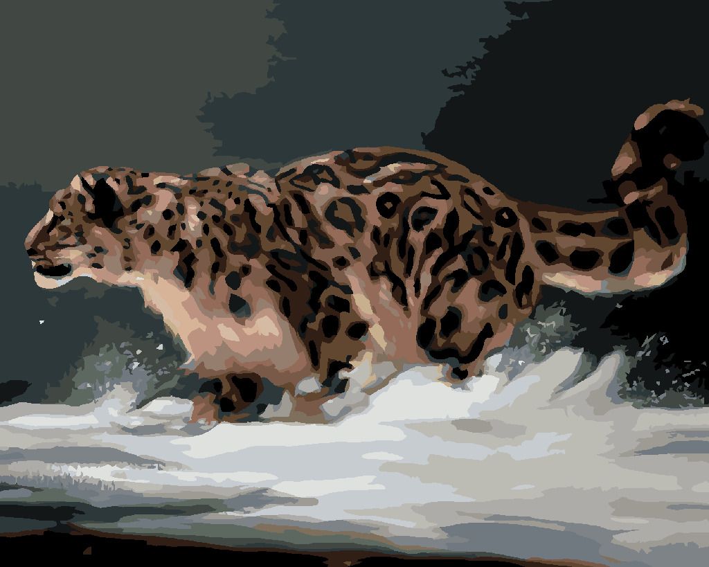 zuty Malování podle čísel - LEOPARD NA SNĚHU (D. RUSTY RUST) - Rozměr: 40x50 cm, Rámování: Varianta: vypnuté plátno na rám - obrázek 3