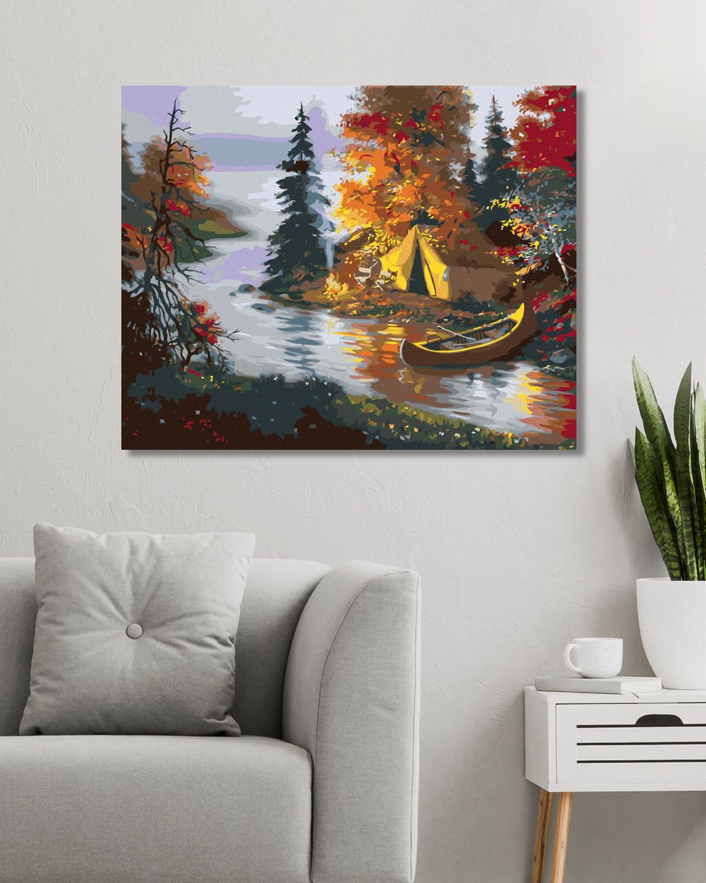 zuty Malování podle čísel - TÁBOŘIŠTĚ U ŘEKY (D. RUSTY RUST) - Rozměr: 40x50 cm, Rámování: Varianta: bez rámu a bez vypnutí plátna - obrázek 2