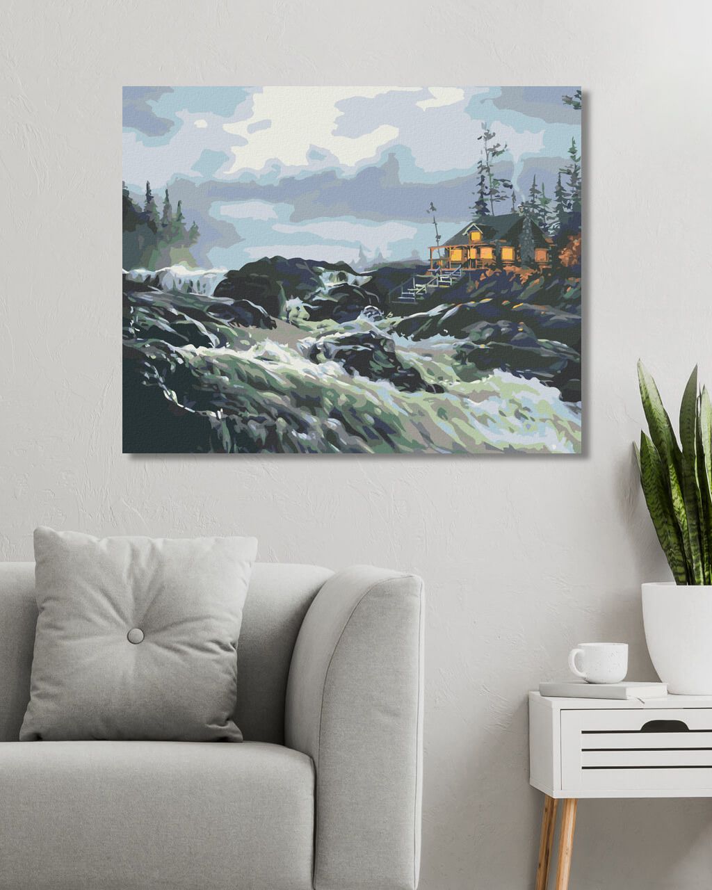 zuty Malování podle čísel - CHATA U SPLAVU (D. RUSTY RUST) - Rozměr: 40x50 cm, Rámování: Varianta: vypnuté plátno na rám - obrázek 2