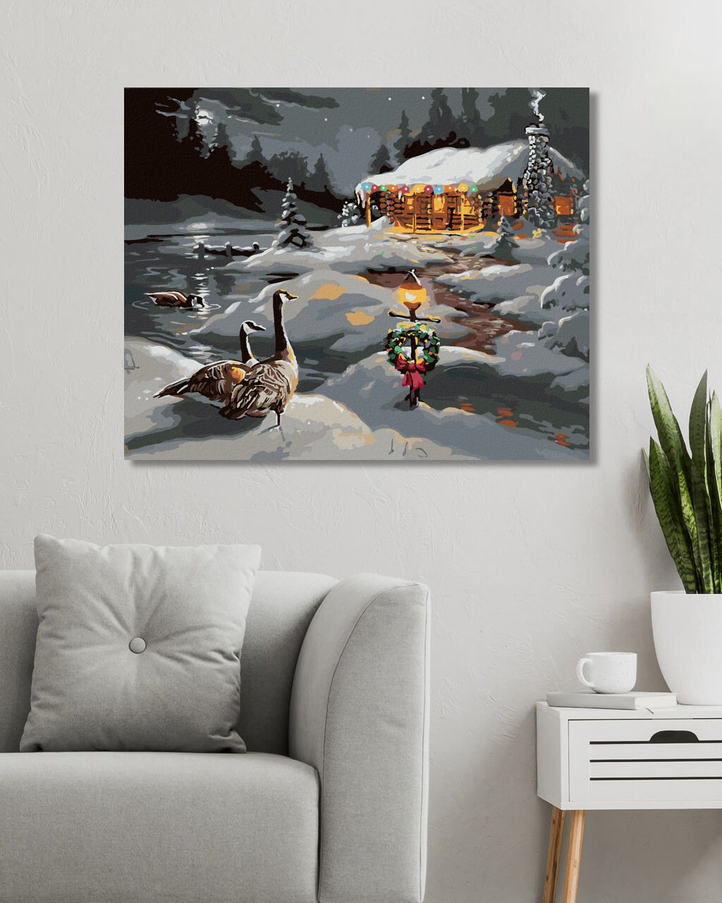 zuty Malování podle čísel - VÁNOČNÍ SRUB (D. RUSTY RUST) - Rozměr: 40x50 cm, Rámování: Varianta: vypnuté plátno na rám - obrázek 2