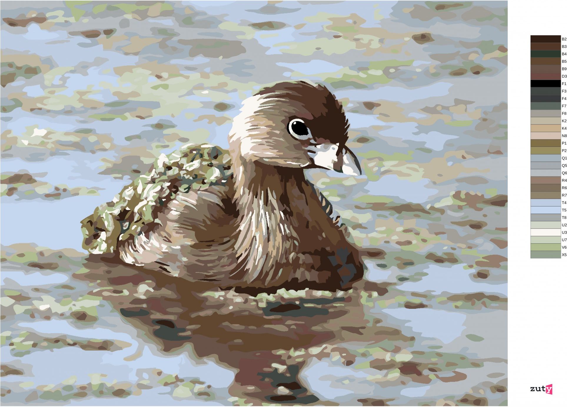 zuty Malování podle čísel - POTÁPKA (D. RUSTY RUST) - Rozměr: 40x50 cm, Rámování: Varianta: bez rámu a bez vypnutí plátna - obrázek 2