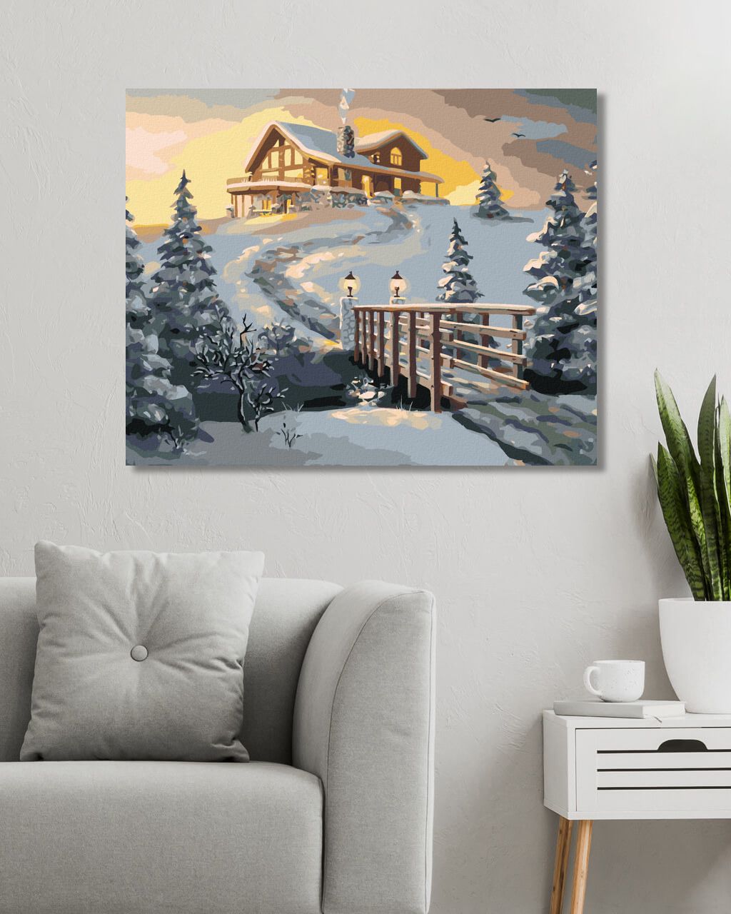 zuty Malování podle čísel - ZASNĚŽENÝ SRUB PŘI ROZBŘESKU (D. RUSTY RUST) - Rozměr: 40x50 cm, Rámování: Varianta: vypnuté plátno na rám - obrázek 19