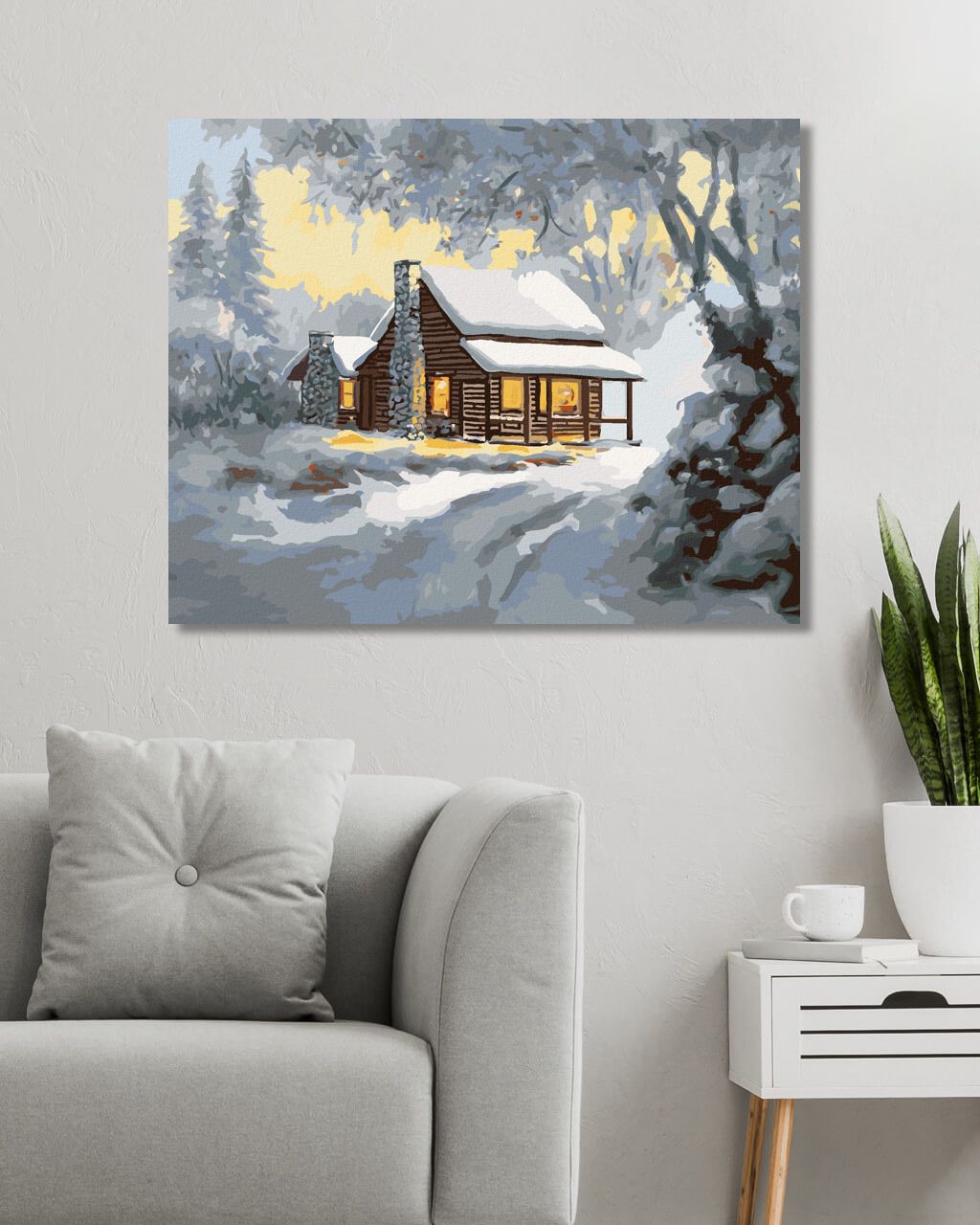 zuty Malování podle čísel - ZASNĚŽENÝ SRUB PŘI ROZBŘESKU (D. RUSTY RUST) - Rozměr: 40x50 cm, Rámování: Varianta: vypnuté plátno na rám - obrázek 7