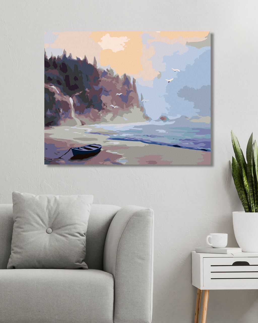zuty Malování podle čísel - OPUŠTĚNÁ LOĎKA NA PLÁŽI PO SOUMRAKU (D. RUSTY RUST) - Rozměr: 40x50 cm, Rámování: Varianta: vypnuté plátno na rám - obrázek 9
