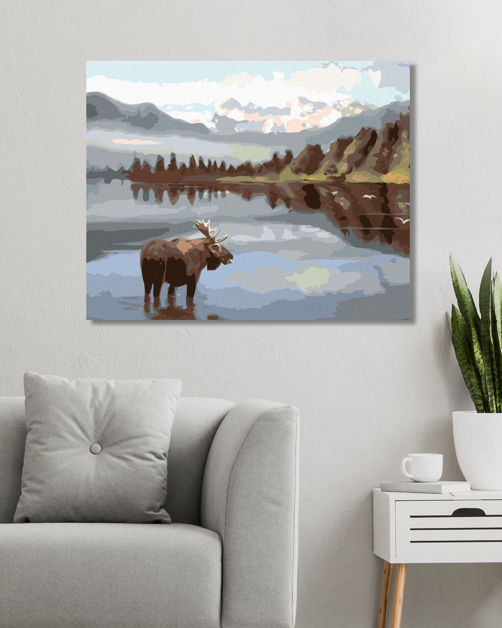 zuty Malování podle čísel - LOS STOJÍCÍ VE VODĚ (D. RUSTY RUST) - Rozměr: 40x50 cm, Rámování: Varianta: vypnuté plátno na rám - obrázek 5