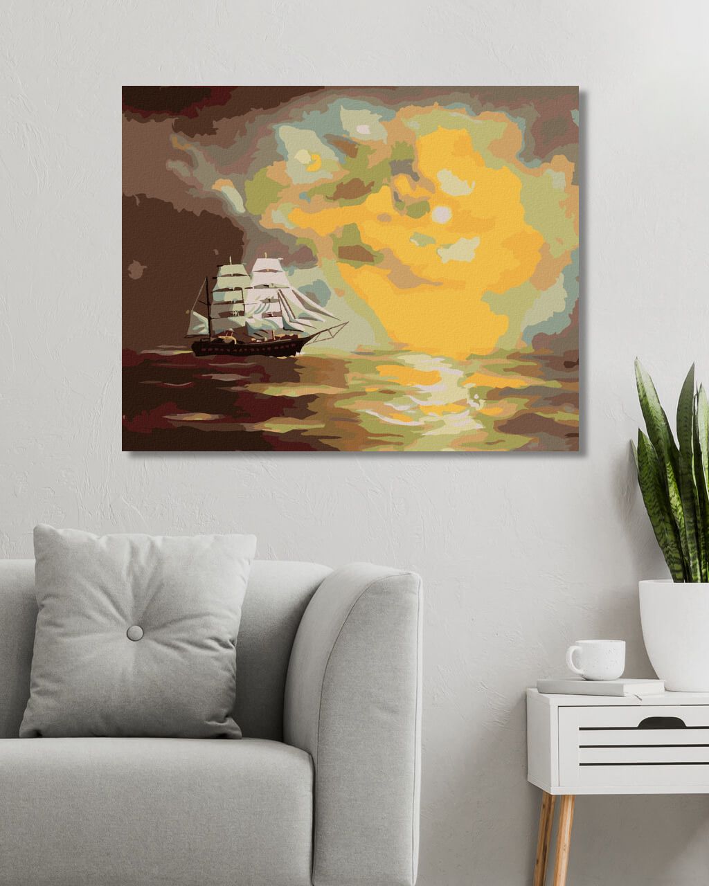 zuty Malování podle čísel - PLACHETNICE A SLUNCE V MRACÍCH (D. RUSTY RUST) - Rozměr: 40x50 cm, Rámování: Varianta: vypnuté plátno na rám - obrázek 5