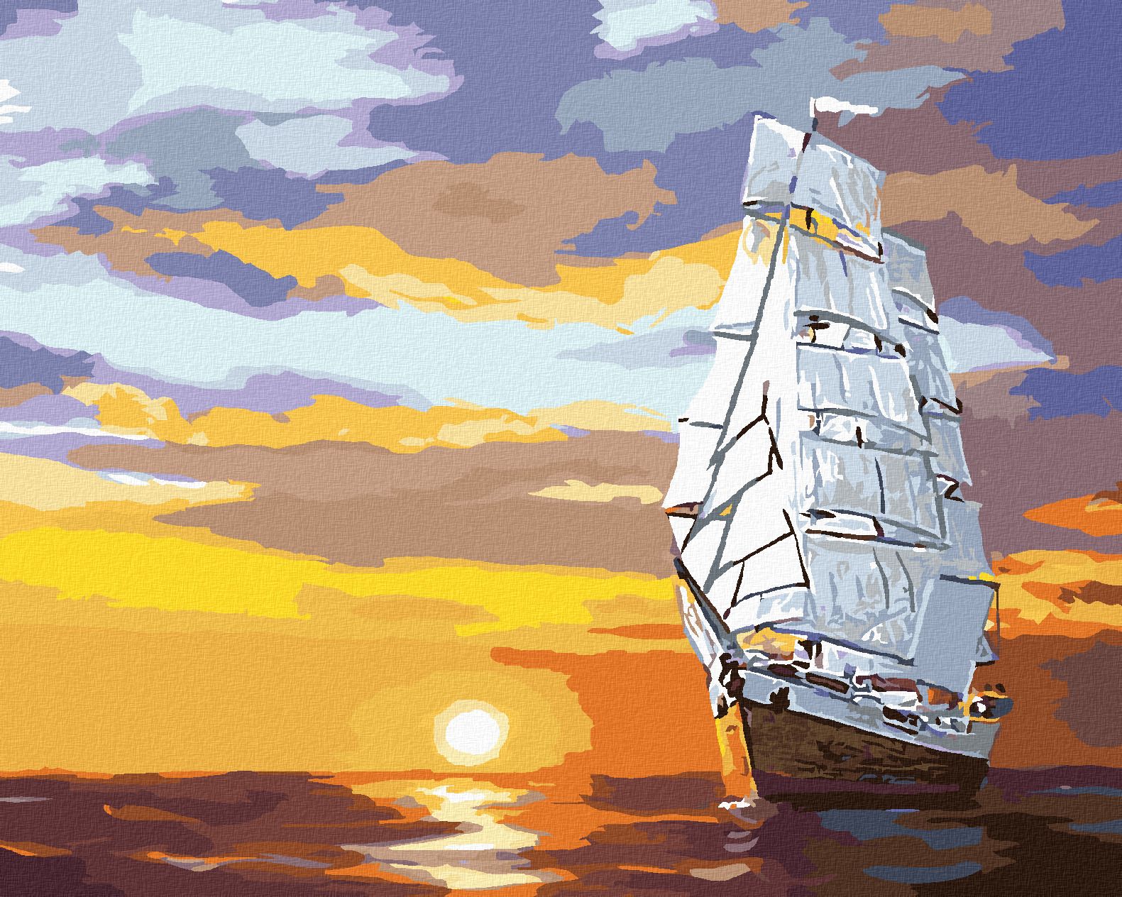 zuty Malování podle čísel - ZÁPAD SLUNCE A PLACHETNICE NA MOŘI (D. RUSTY RUST) - Rozměr: 40x50 cm, Rámování: Varianta: vypnuté plátno na rám - obrázek 1