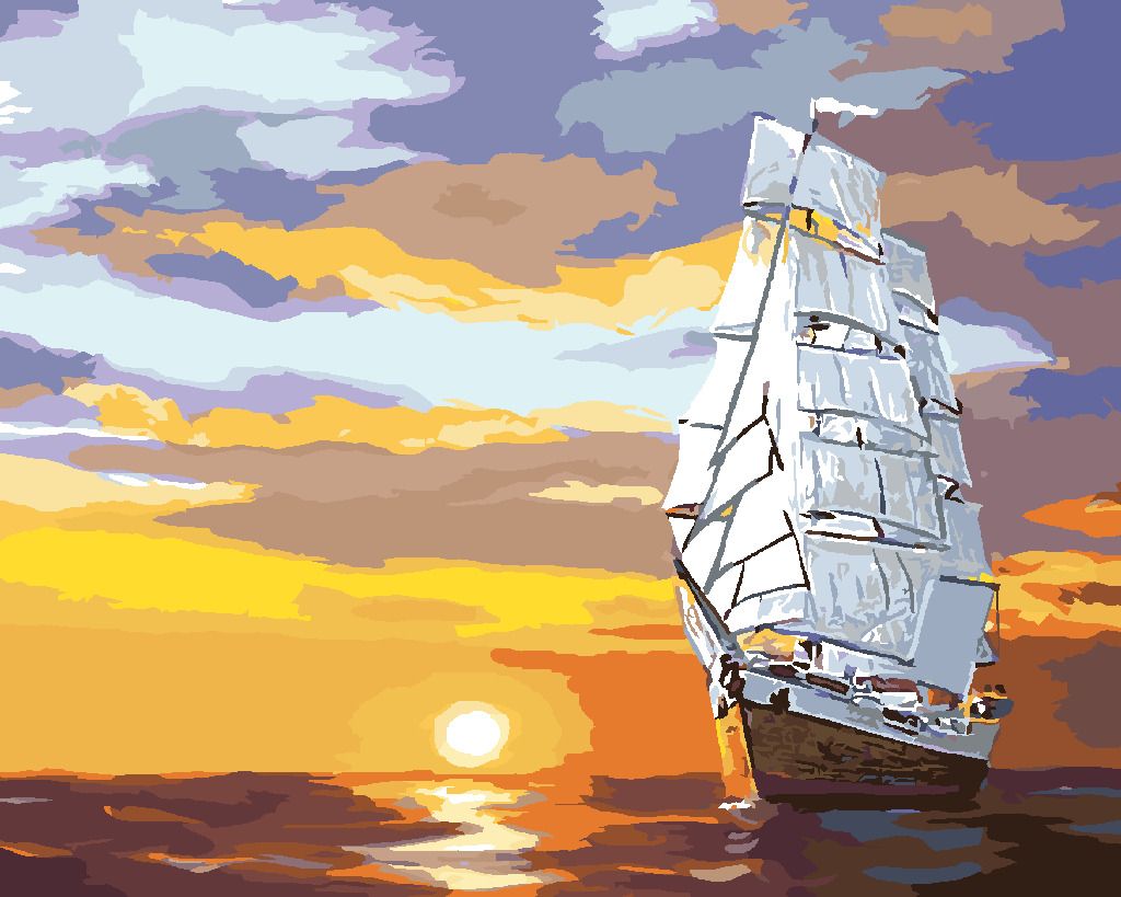 zuty Malování podle čísel - ZÁPAD SLUNCE A PLACHETNICE NA MOŘI (D. RUSTY RUST) - Rozměr: 40x50 cm, Rámování: Varianta: vypnuté plátno na rám - obrázek 4
