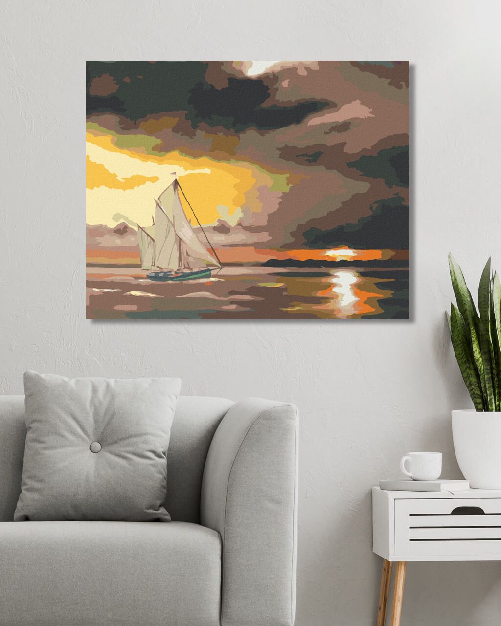 zuty Malování podle čísel - PLACHETNICE A SLUNCE ZA SKALAMI (D. RUSTY RUST) - Rozměr: 40x50 cm, Rámování: Varianta: vypnuté plátno na rám - obrázek 9