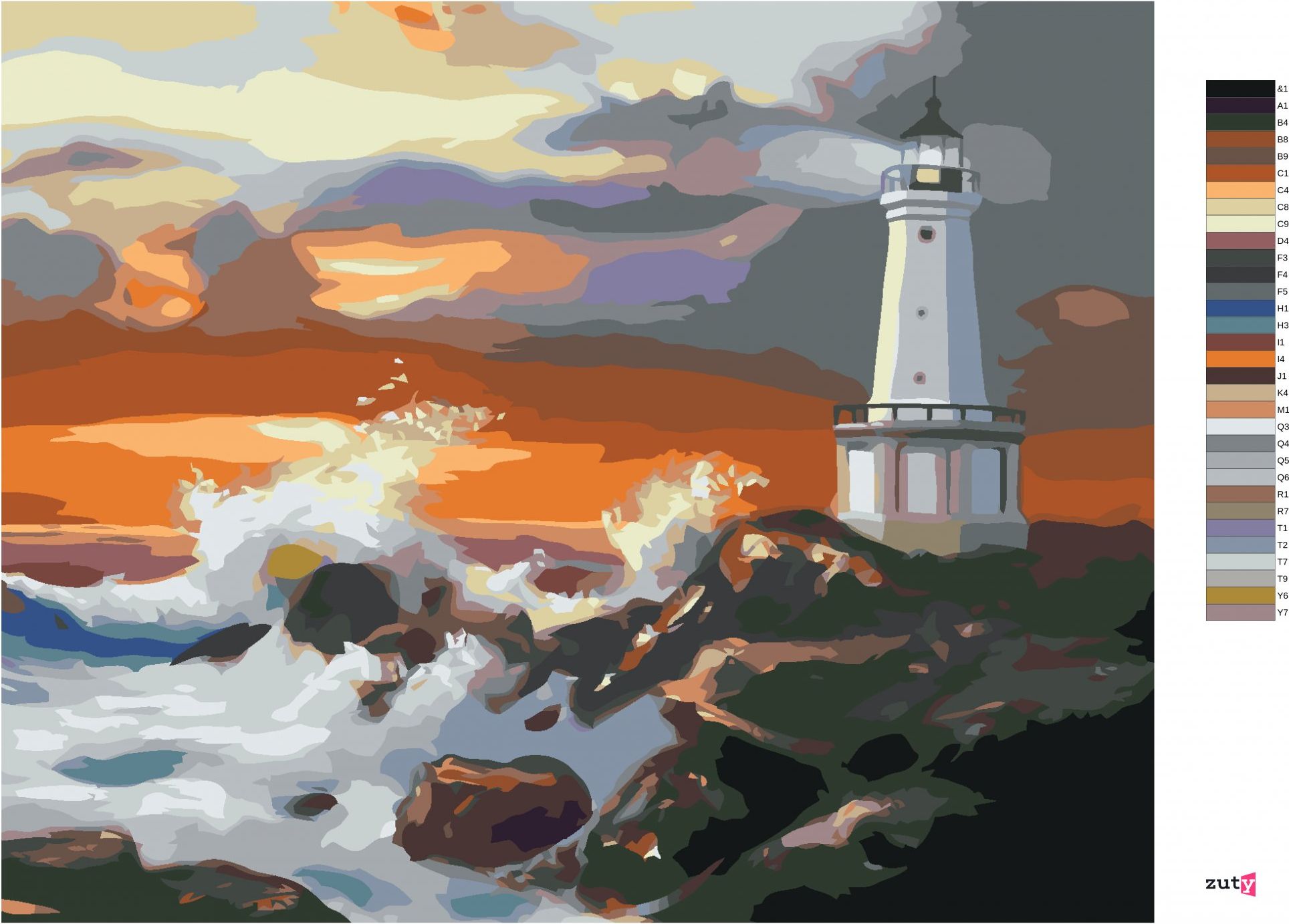zuty Malování podle čísel - MAJÁK PŘI SOUMRAKU (D. RUSTY RUST) - Rozměr: 40x50 cm, Rámování: Varianta: bez rámu a bez vypnutí plátna - obrázek 7