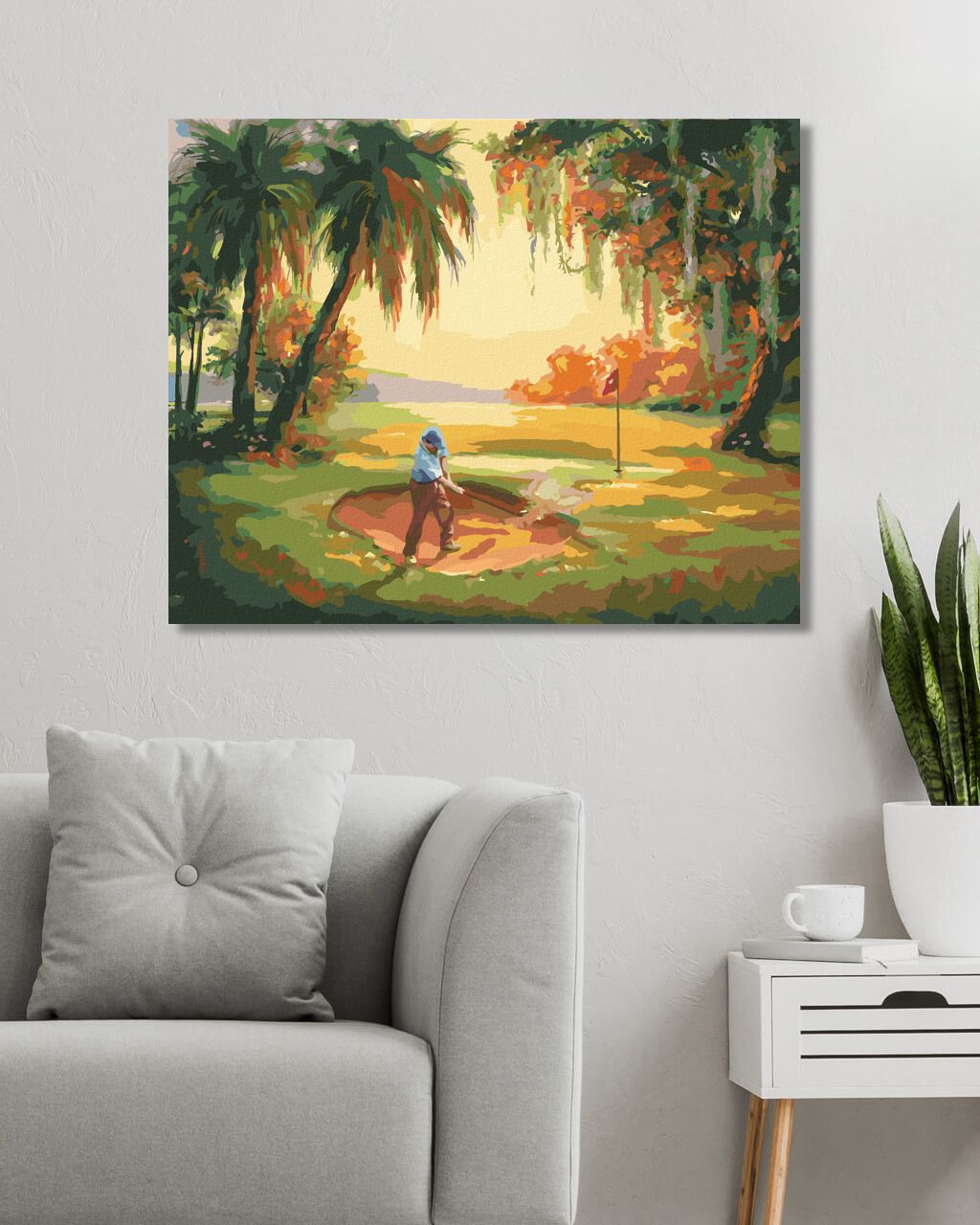 zuty Malování podle čísel - GOLFISTA PATUJÍCÍ Z BUNKERU (D. RUSTY RUST) - Rozměr: 40x50 cm, Rámování: Varianta: bez rámu a bez vypnutí plátna - obrázek 3
