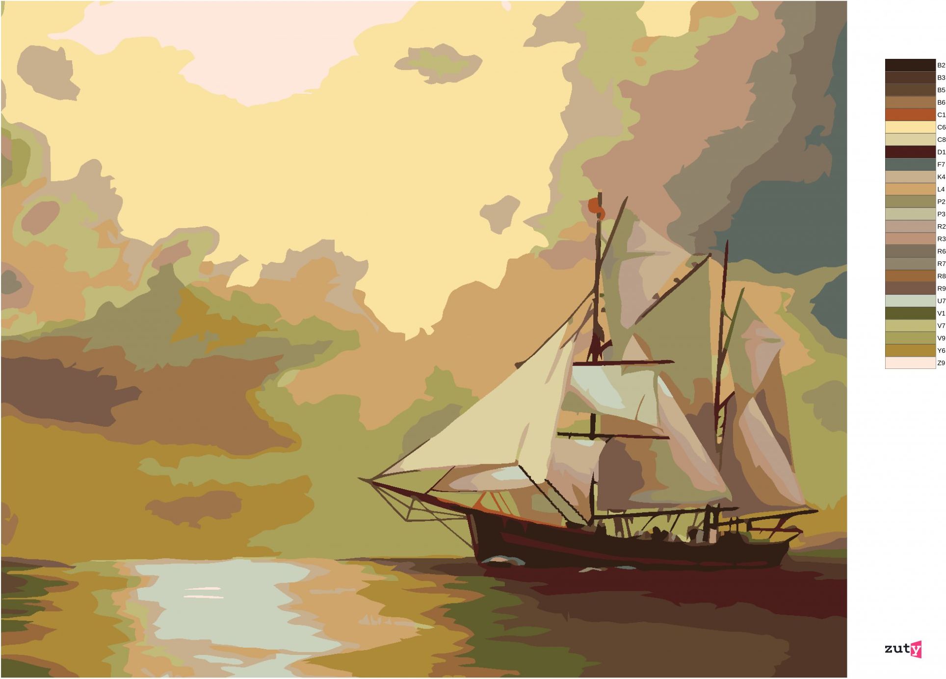 zuty Malování podle čísel - PLACHETNICE A SLUNCE (D. RUSTY RUST) - Rozměr: 40x50 cm, Rámování: Varianta: vypnuté plátno na rám - obrázek 6
