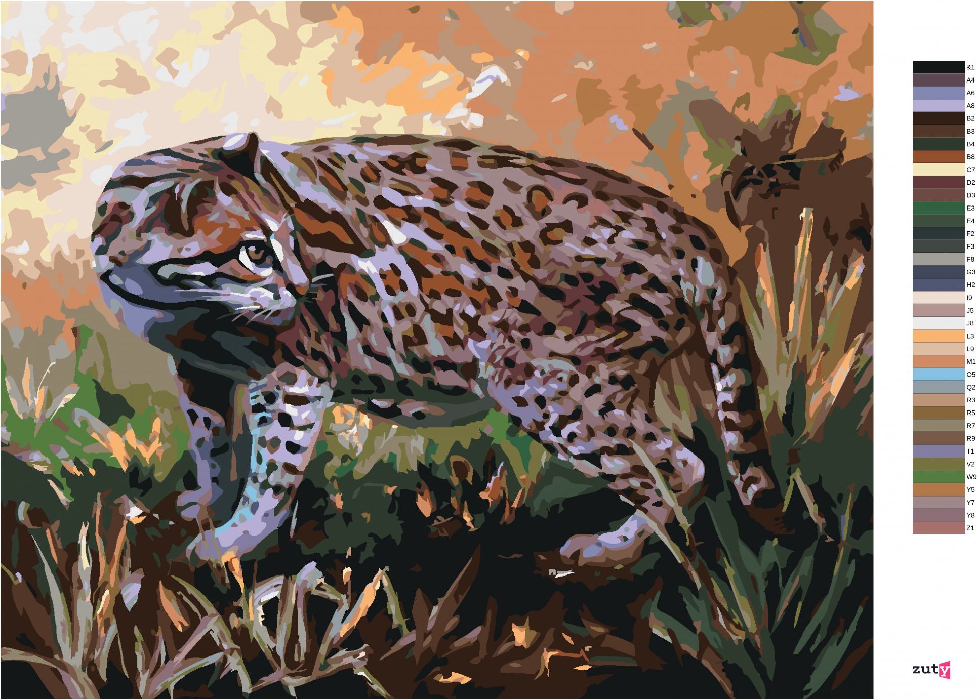 zuty Malování podle čísel - OCELOT V TRÁVĚ (D. RUSTY RUST) - Rozměr: 40x50 cm, Rámování: Varianta: vypnuté plátno na rám - obrázek 6