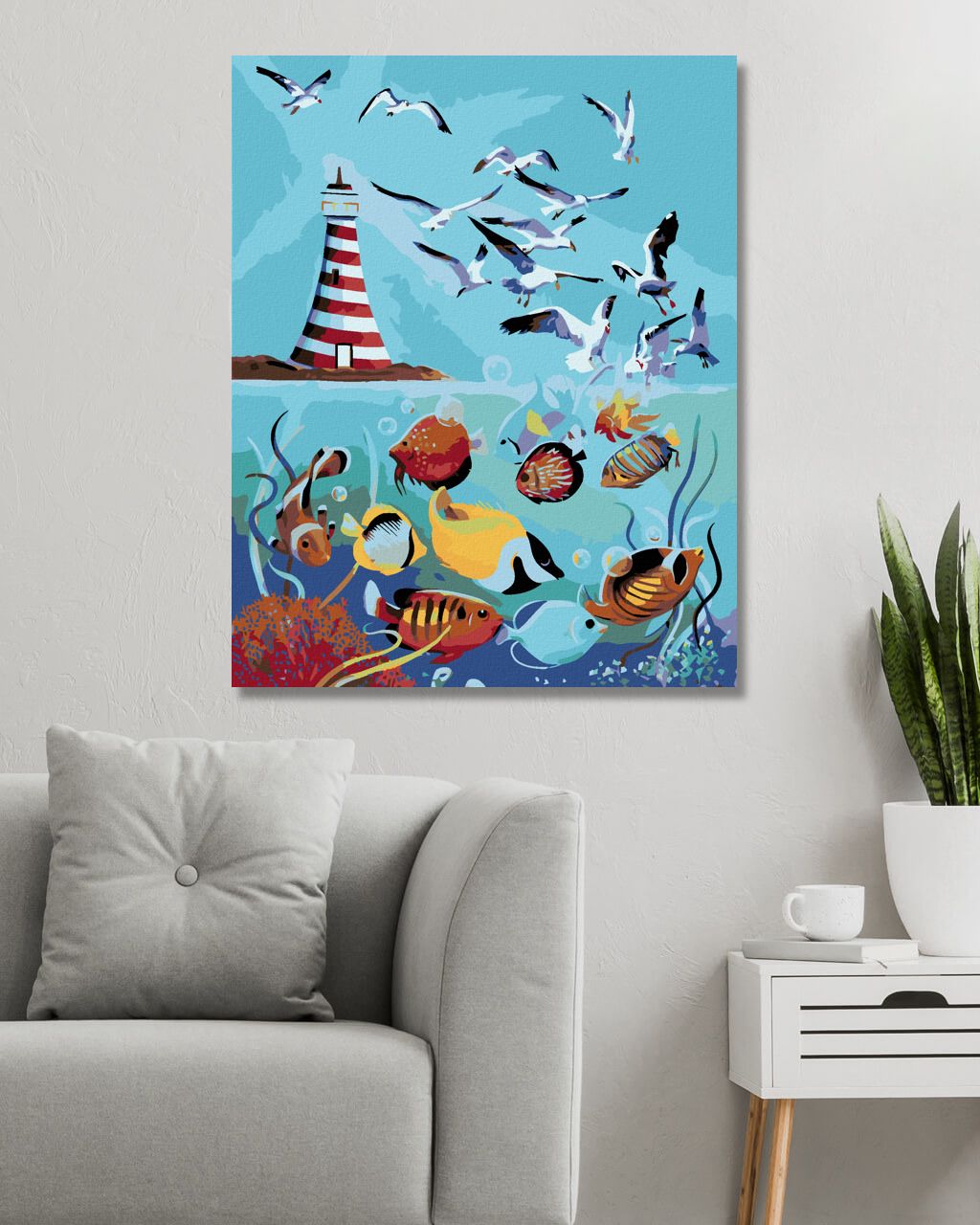 zuty Malování podle čísel - MAJÁK, RACCI A RYBY (D. RUSTY RUST) - Rozměr: 40x50 cm, Rámování: Varianta: bez rámu a bez vypnutí plátna - obrázek 5