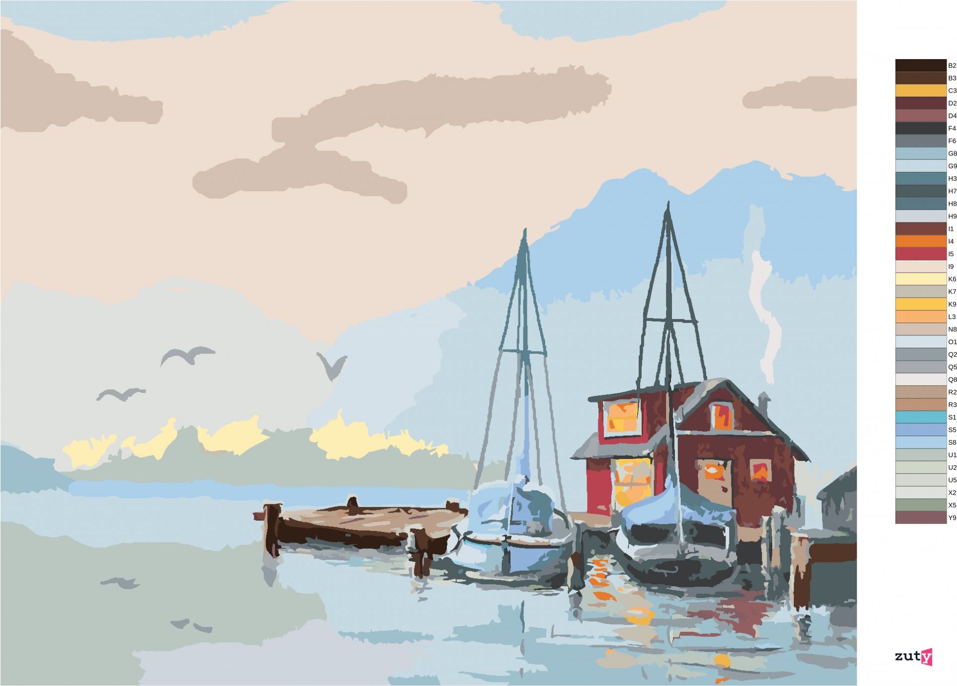 zuty Malování podle čísel - MOLO A PLACHETNICE (D. RUSTY RUST) - Rozměr: 40x50 cm, Rámování: Varianta: vypnuté plátno na rám - obrázek 8