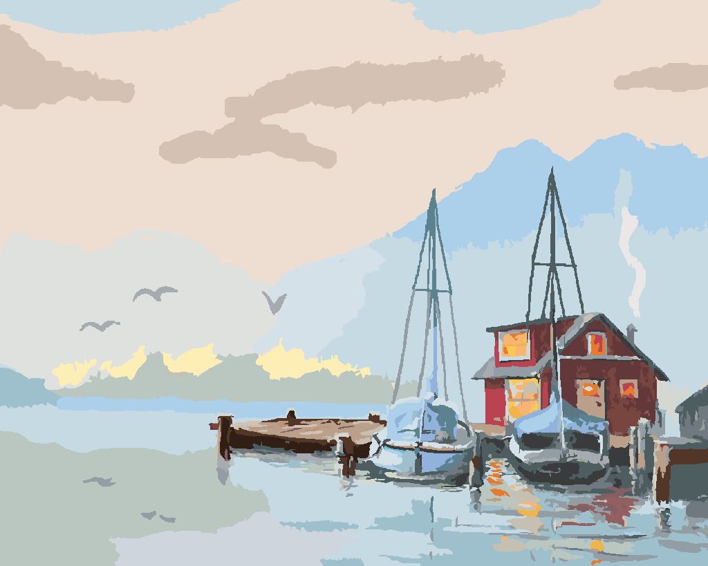 zuty Malování podle čísel - MOLO A PLACHETNICE (D. RUSTY RUST) - Rozměr: 40x50 cm, Rámování: Varianta: vypnuté plátno na rám - obrázek 9