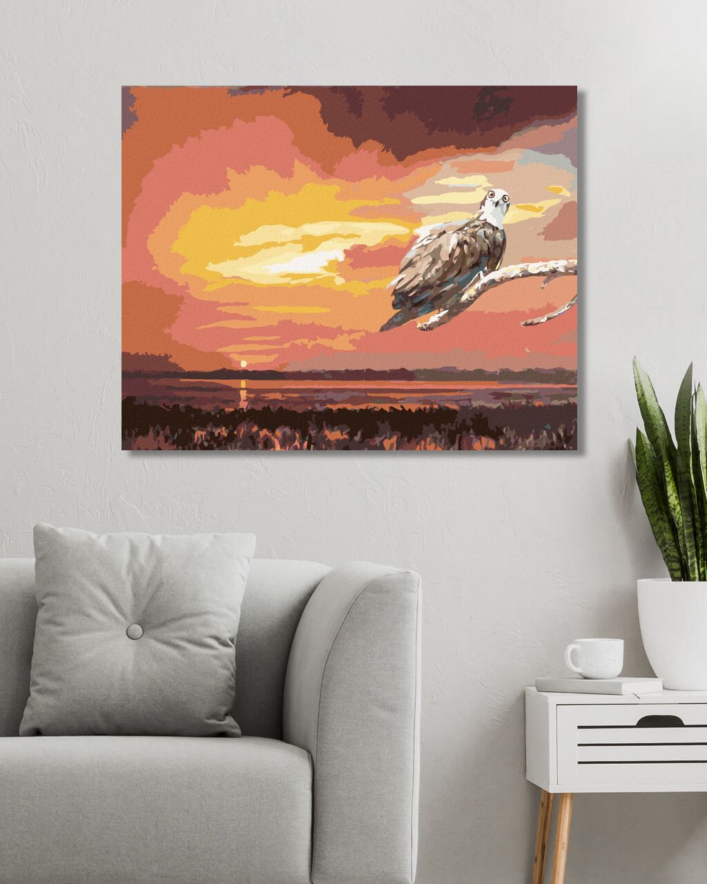 zuty Malování podle čísel - OREL NA VĚTVI A ZÁPAD SLUNCE (D. RUSTY RUST) - Rozměr: 40x50 cm, Rámování: Varianta: bez rámu a bez vypnutí plátna - obrázek 9